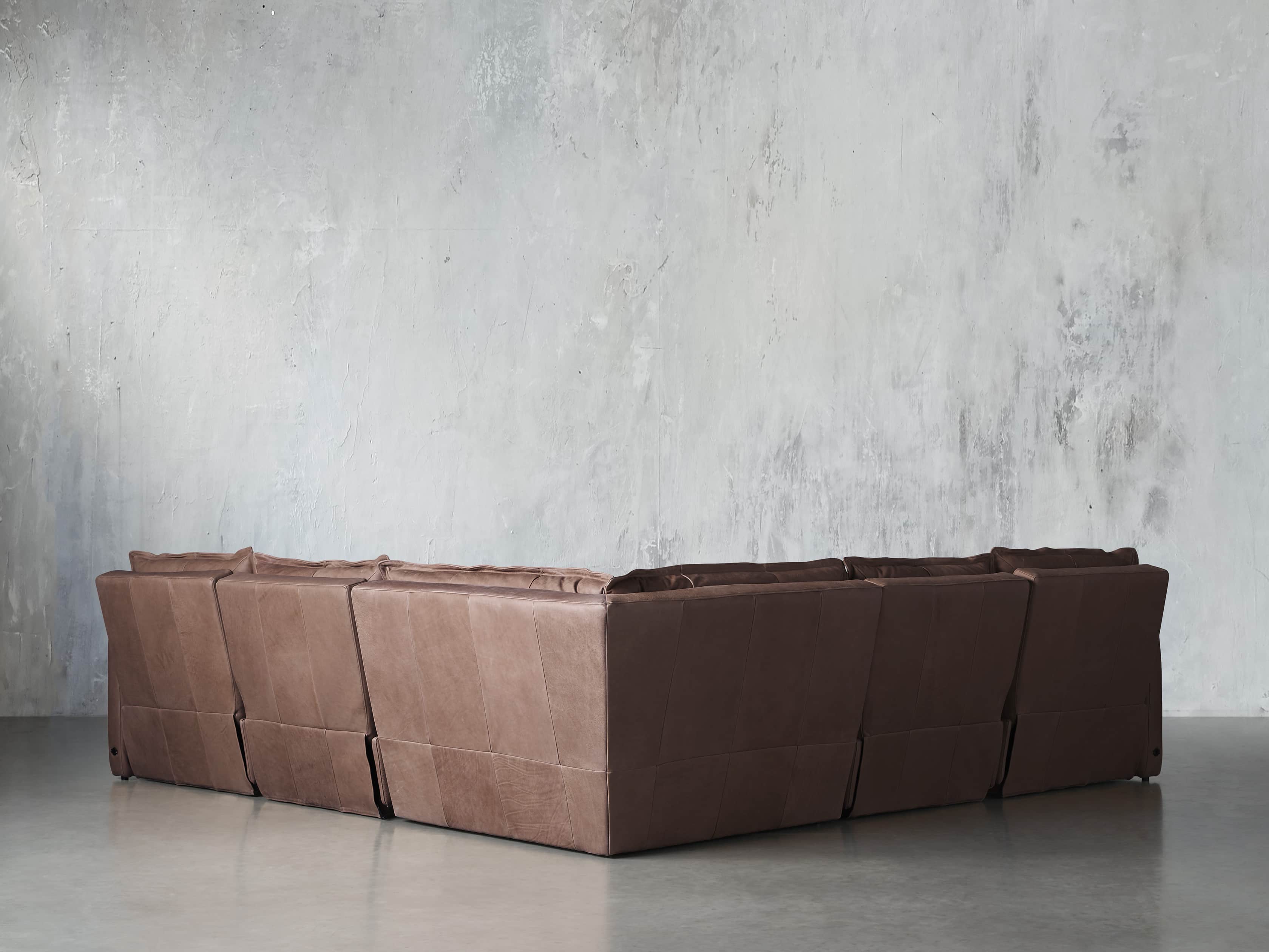 Rowland Leather Five Piece Sectional in Burnham Chocolate, slide 5 of 8