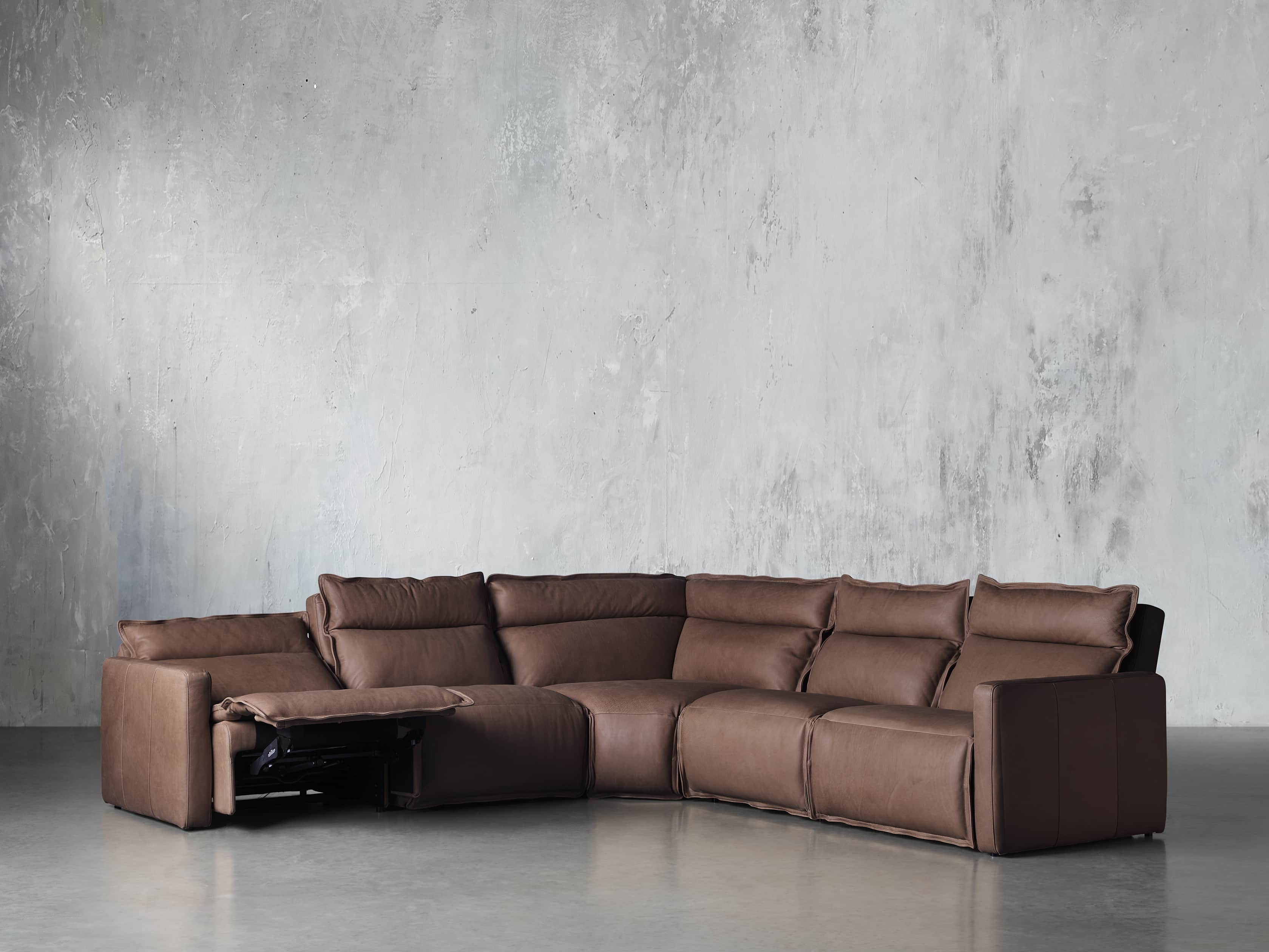 Rowland Leather Five Piece Sectional in Burnham Chocolate, slide 3 of 8