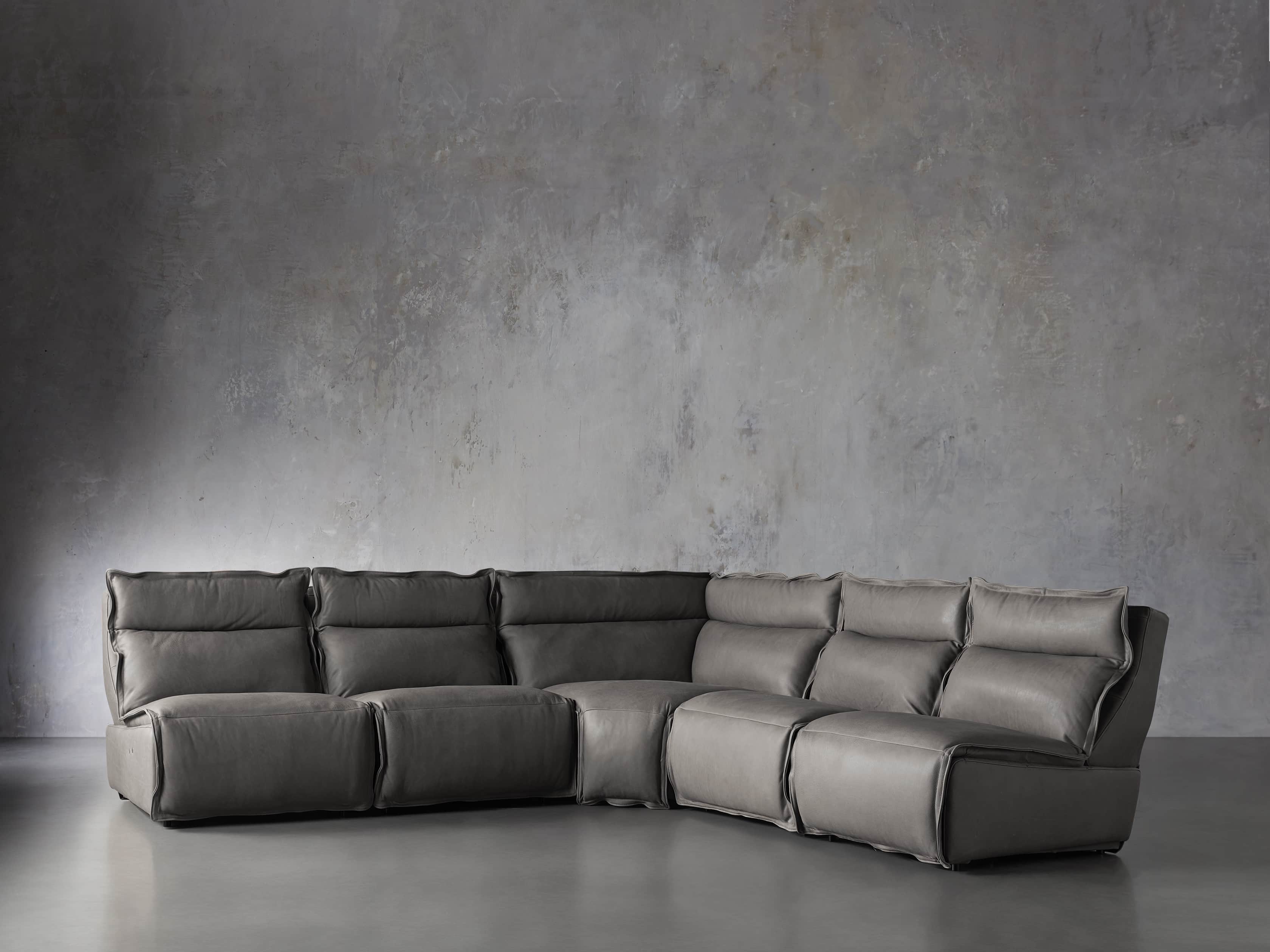 Rowland Leather 122" Five Piece Sectional in Burnham Graphite, slide 2 of 8