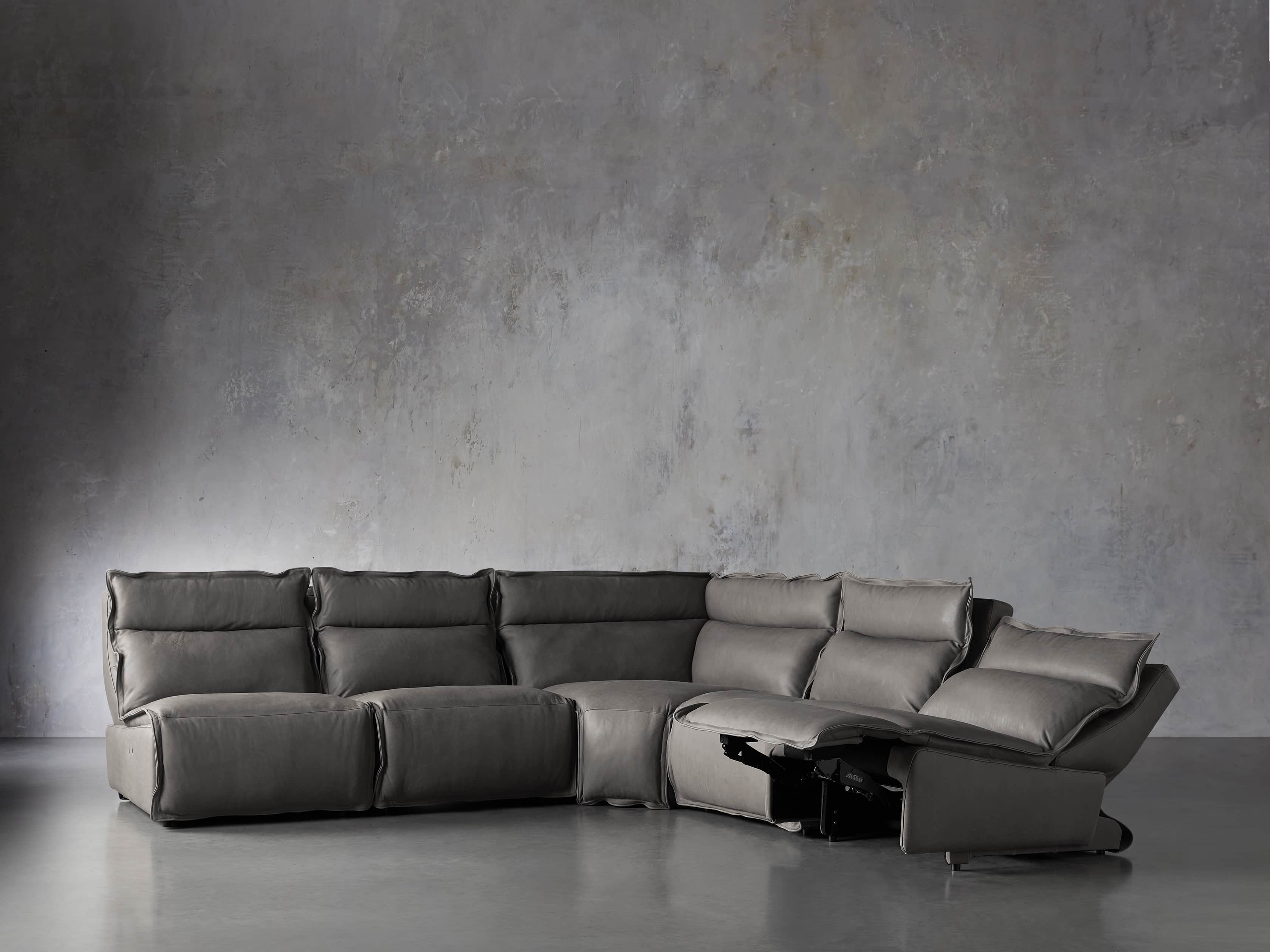 Rowland Leather 122" Five Piece Sectional in Burnham Graphite, slide 4 of 8
