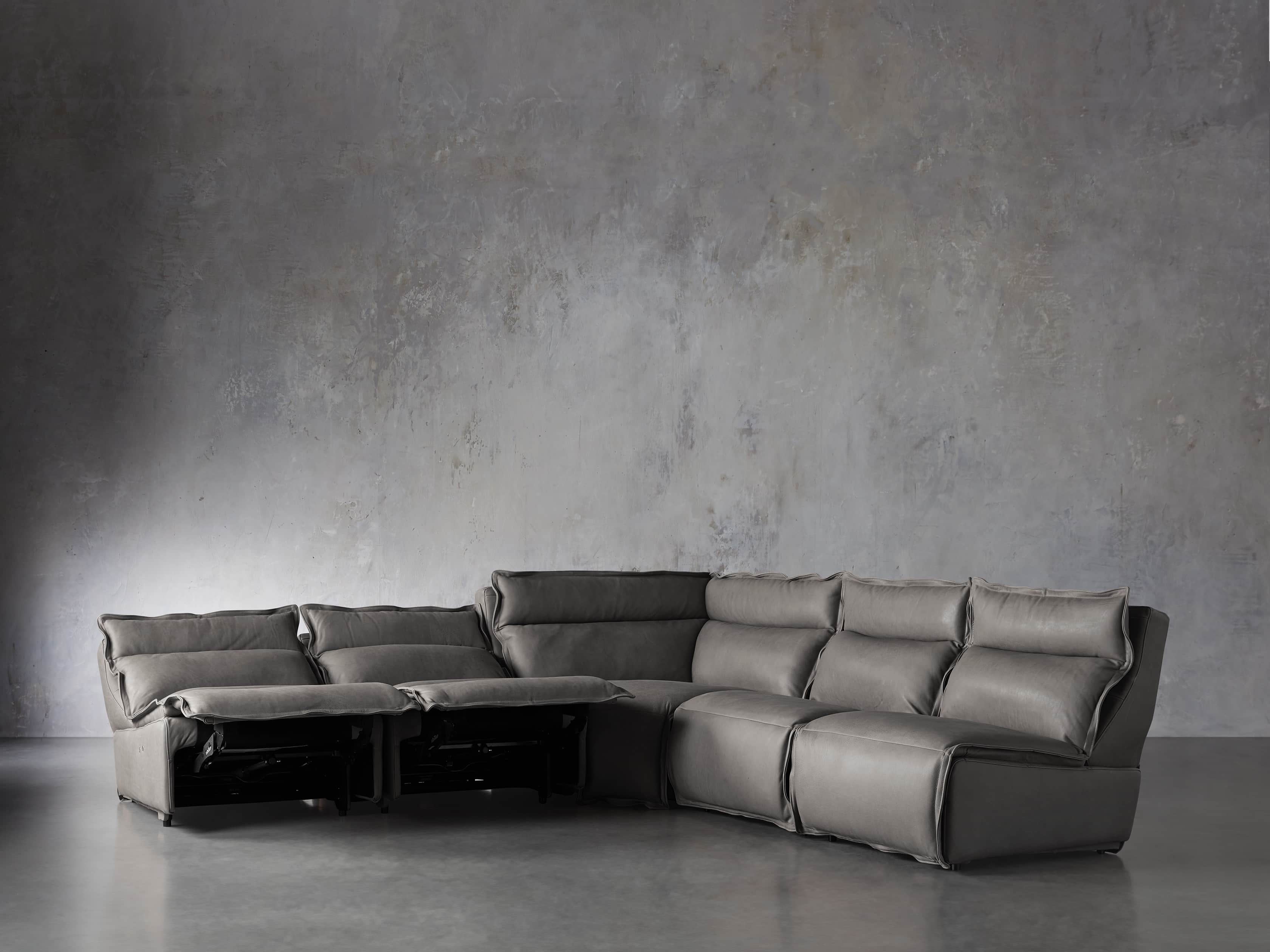 Rowland Leather 122" Five Piece Sectional in Burnham Graphite, slide 3 of 8