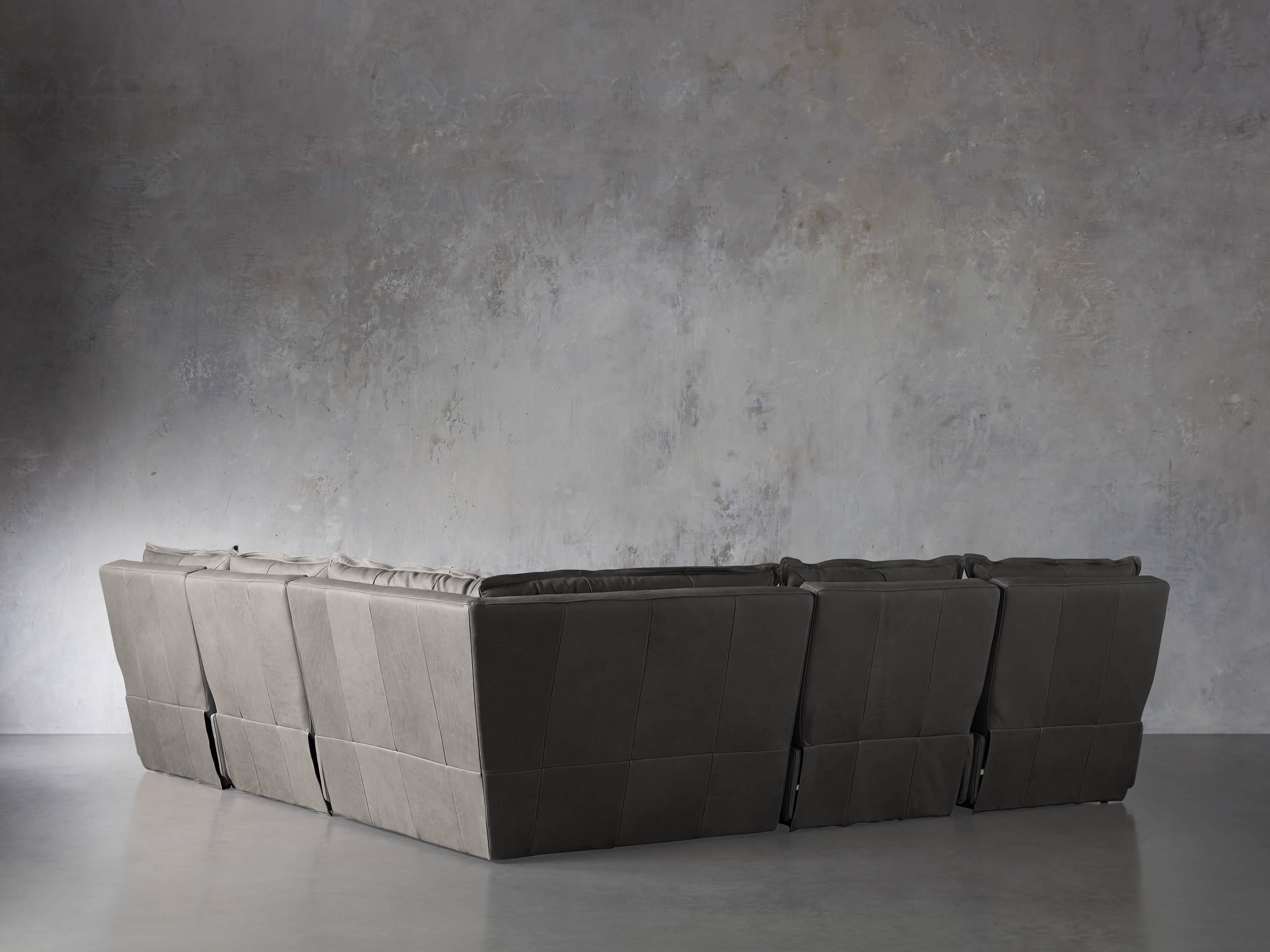 Rowland Leather 122" Five Piece Sectional in Burnham Graphite, slide 5 of 8
