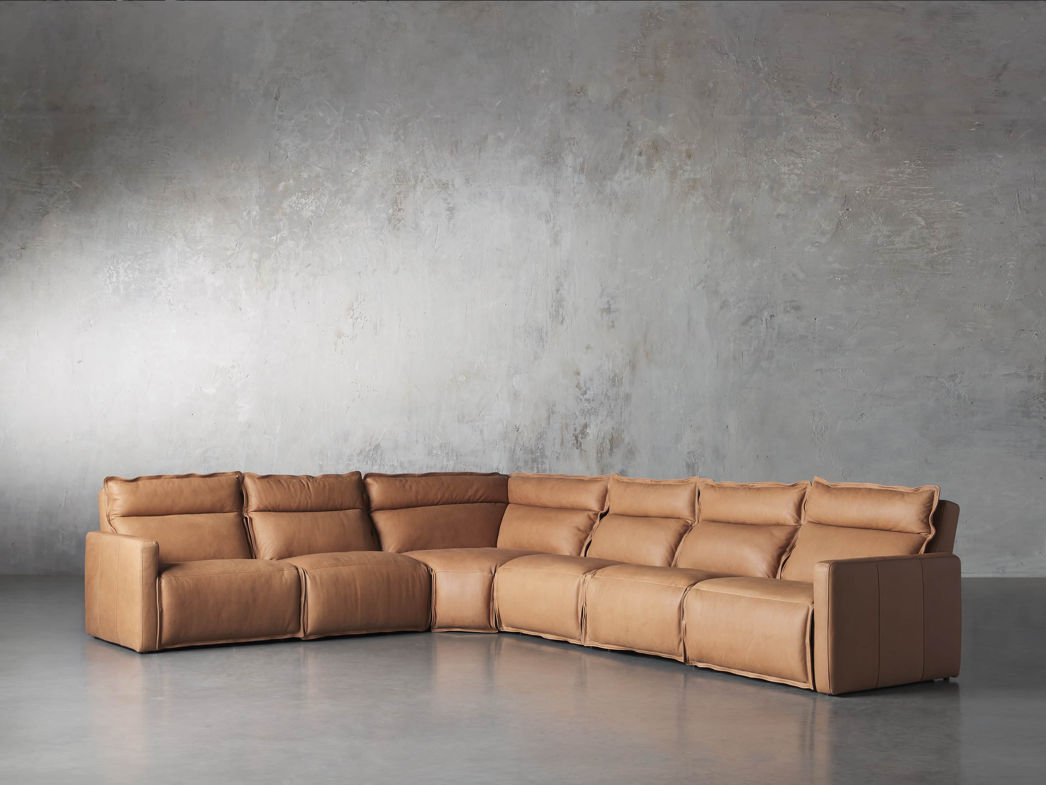 Rowland Leather Six Piece Sectional in Burnham Camel, slide 2 of 8
