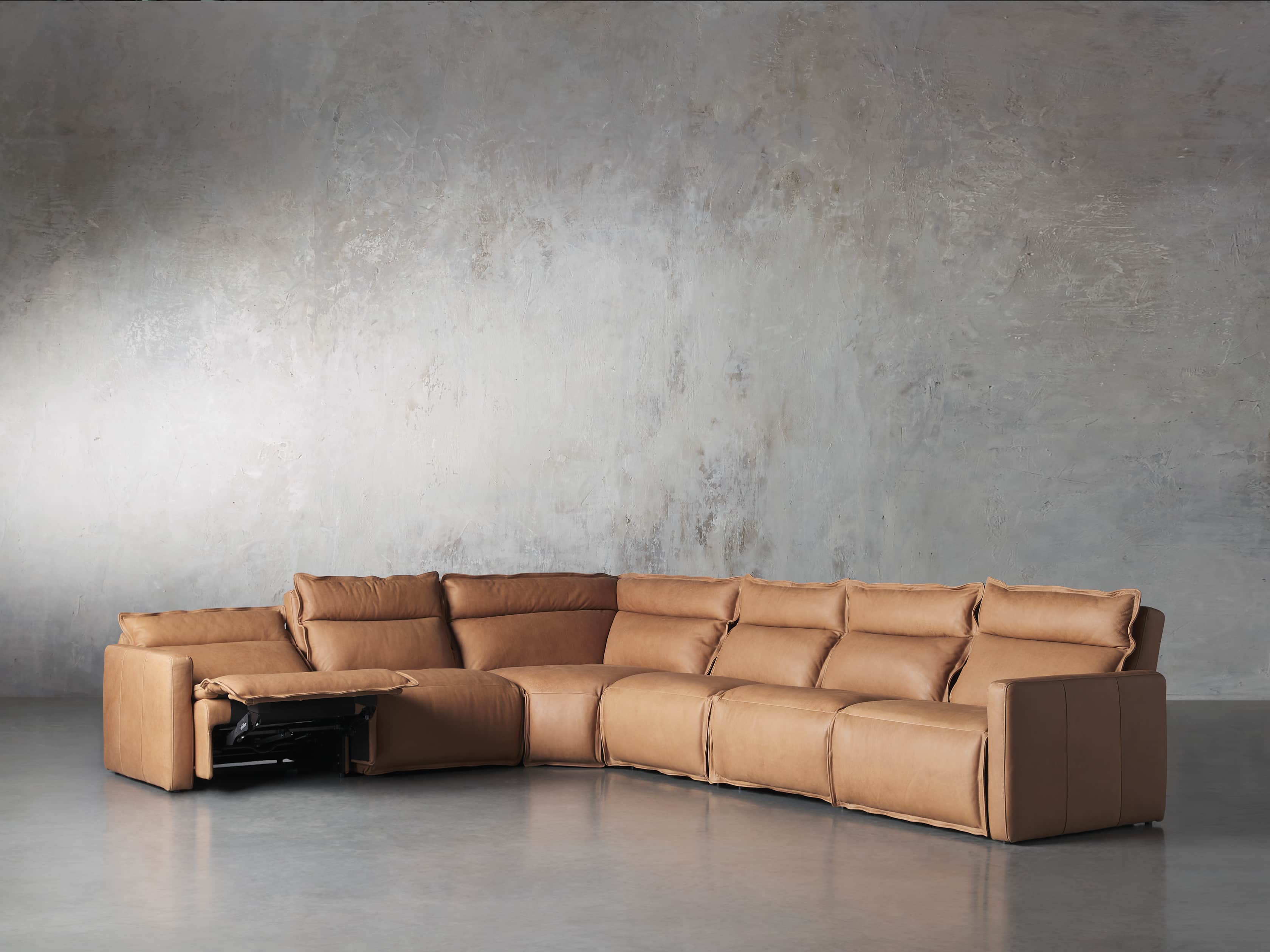 Rowland Leather Six Piece Sectional in Burnham Camel, slide 3 of 8