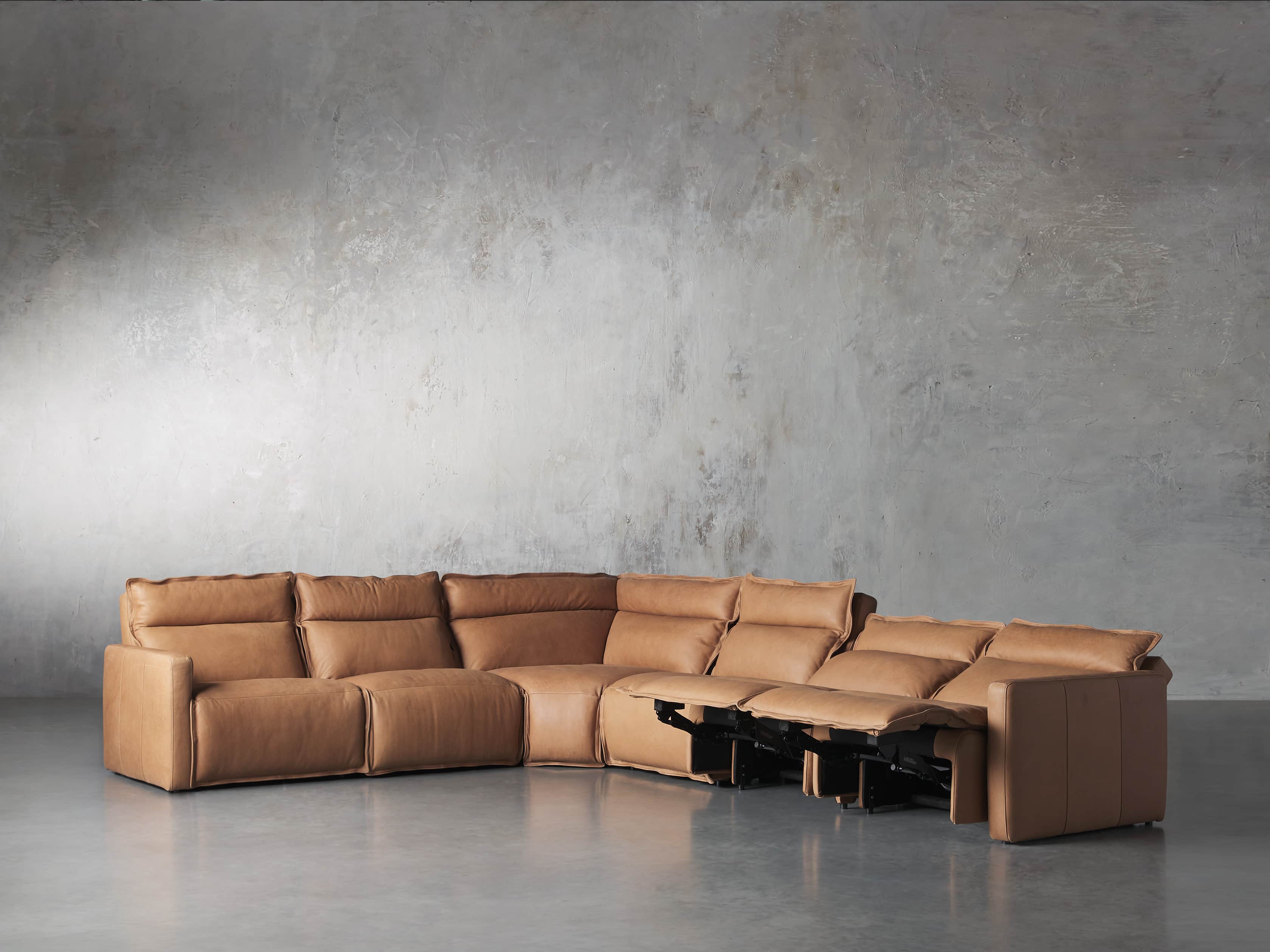 Rowland Leather Six Piece Sectional in Burnham Camel, slide 4 of 8