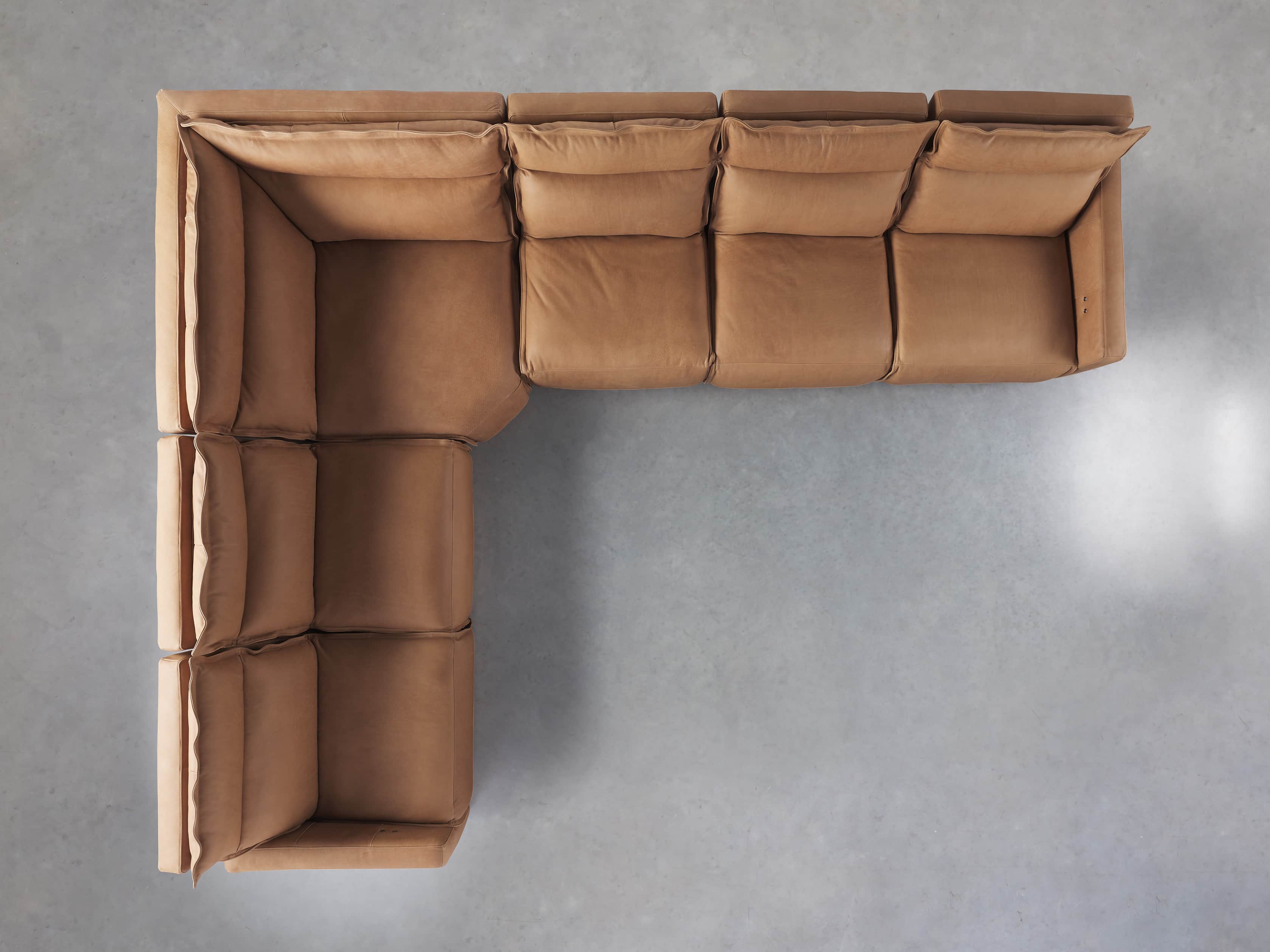 Rowland Leather Six Piece Sectional in Burnham Camel, slide 6 of 8