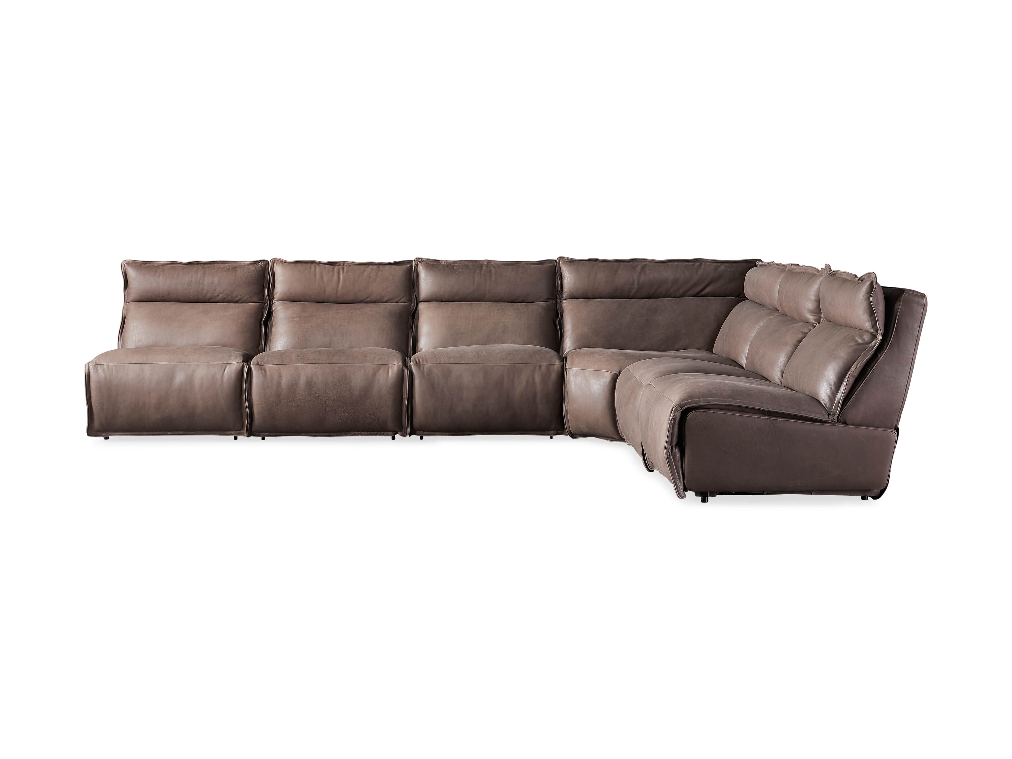Rowland Leather Six Piece Sectional in Burnham Chocolate, slide 8 of 9
