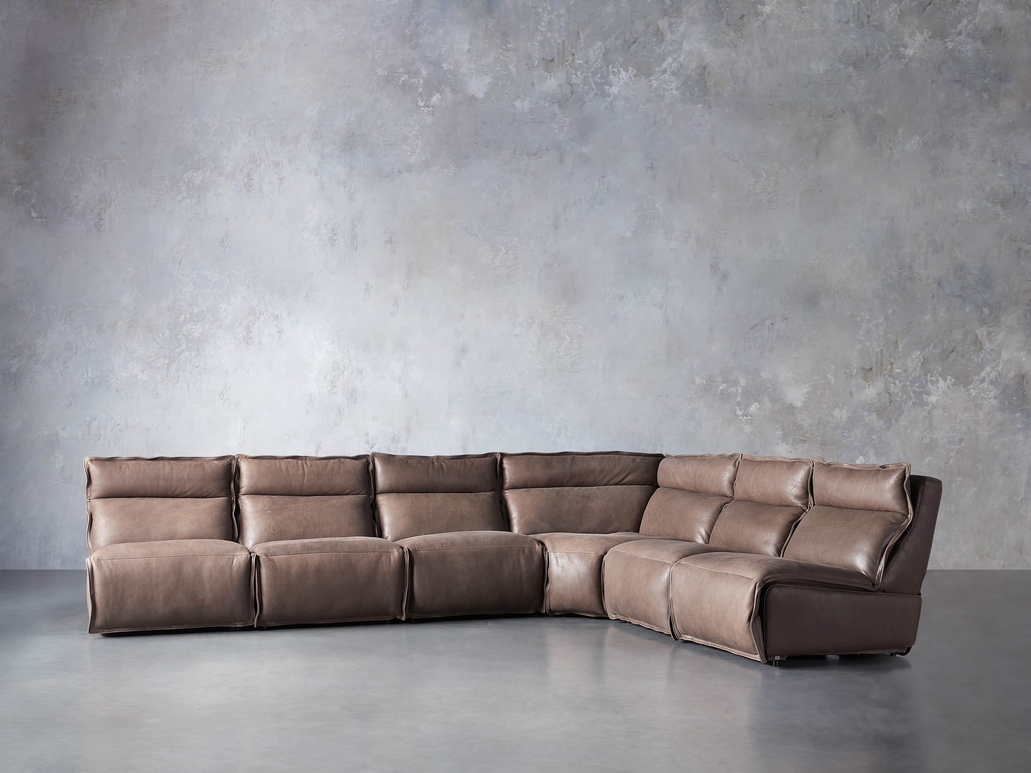 Rowland Leather Six Piece Sectional in Burnham Chocolate, slide 3 of 9