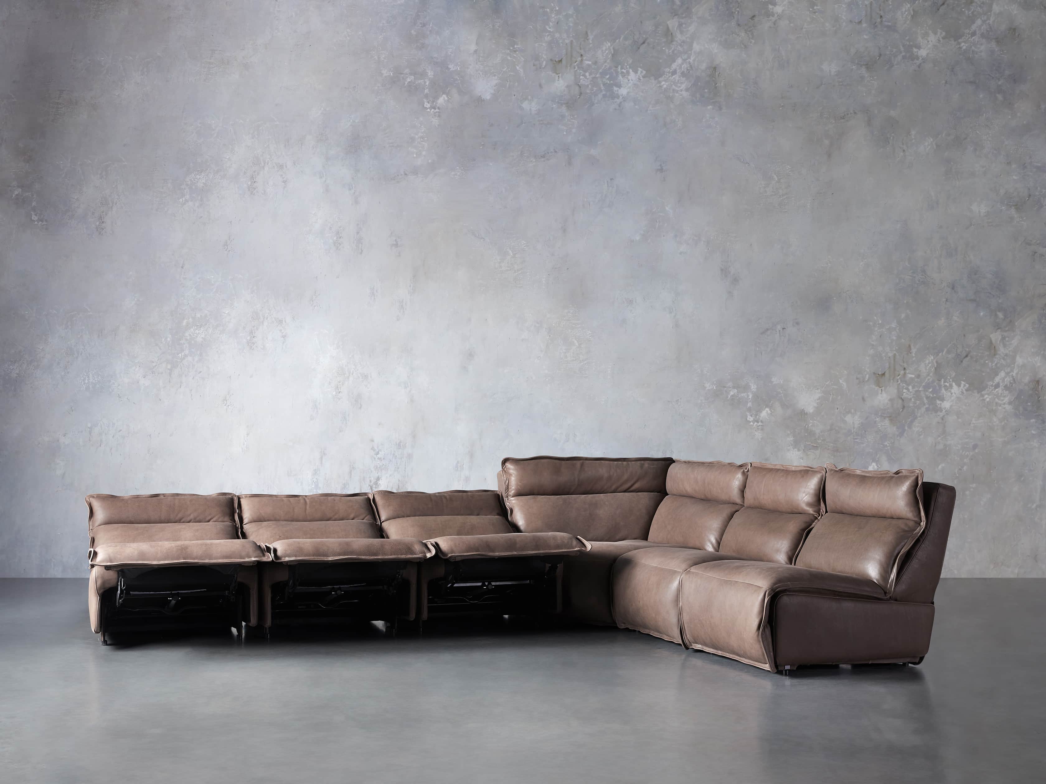 Rowland Leather Six Piece Sectional in Burnham Chocolate, slide 5 of 9