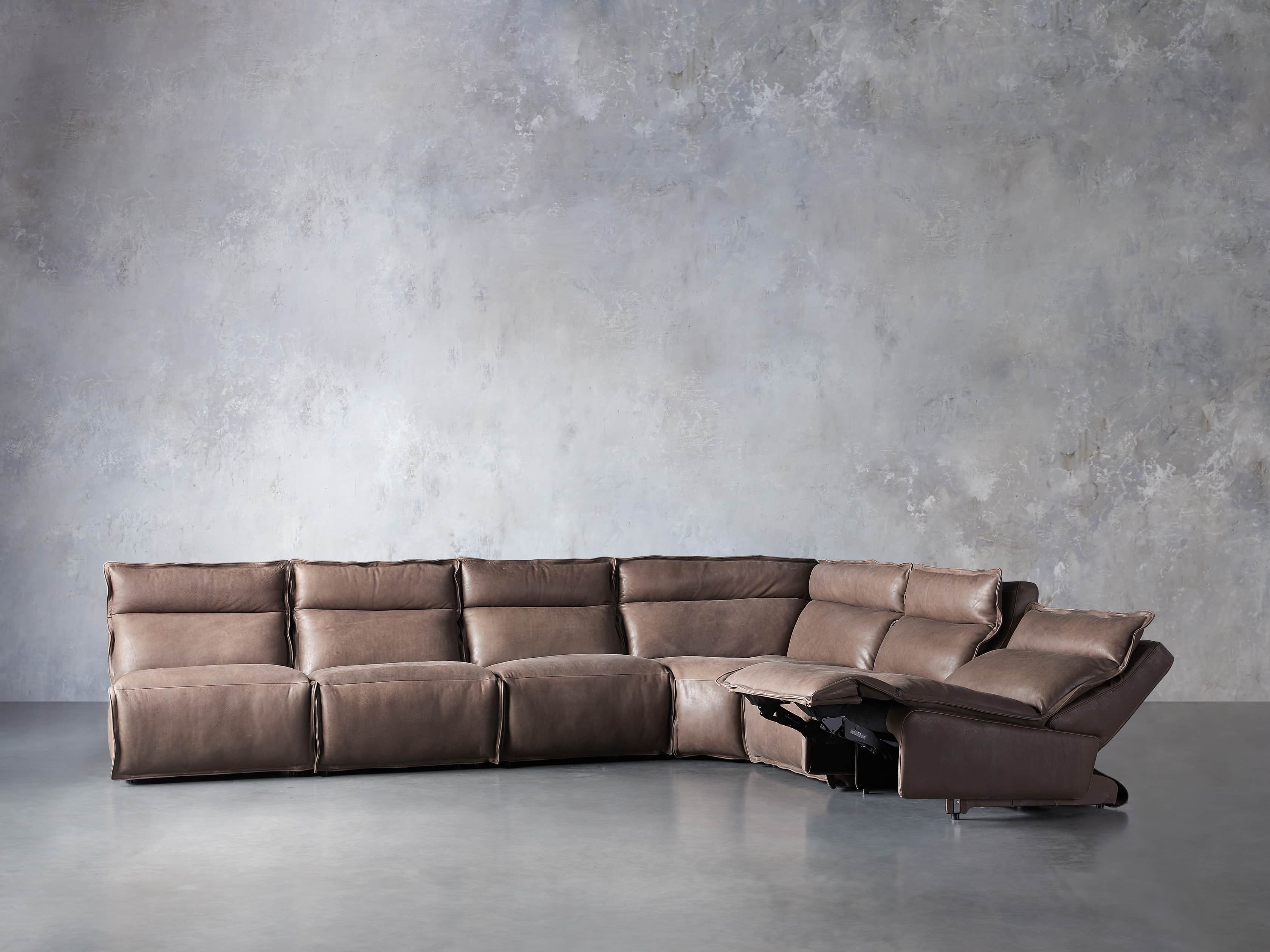 Rowland Leather Six Piece Sectional in Burnham Chocolate, slide 4 of 9