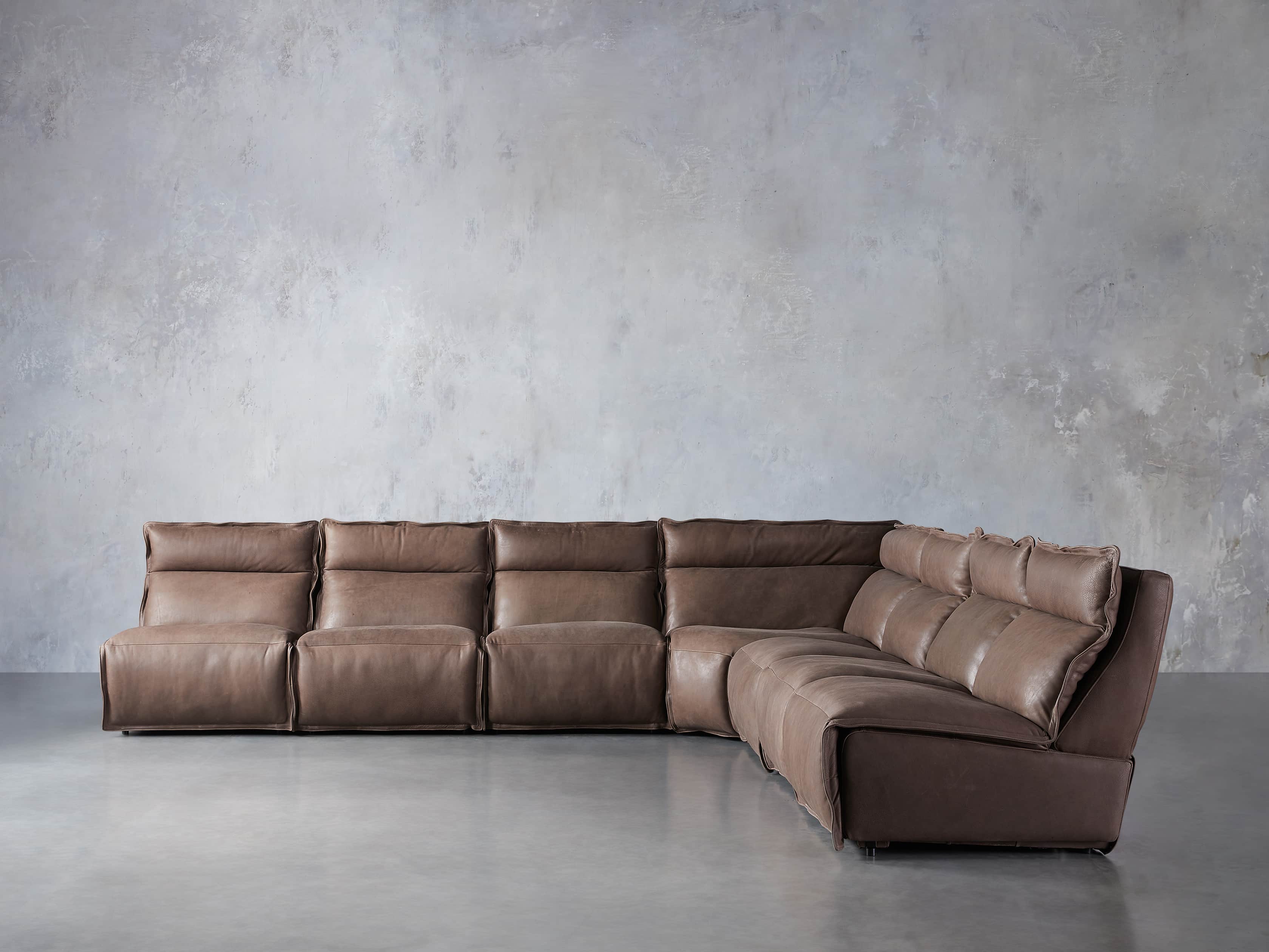 Rowland Leather Seven Piece Sectional in Burnham Chocolate, slide 1 of 9