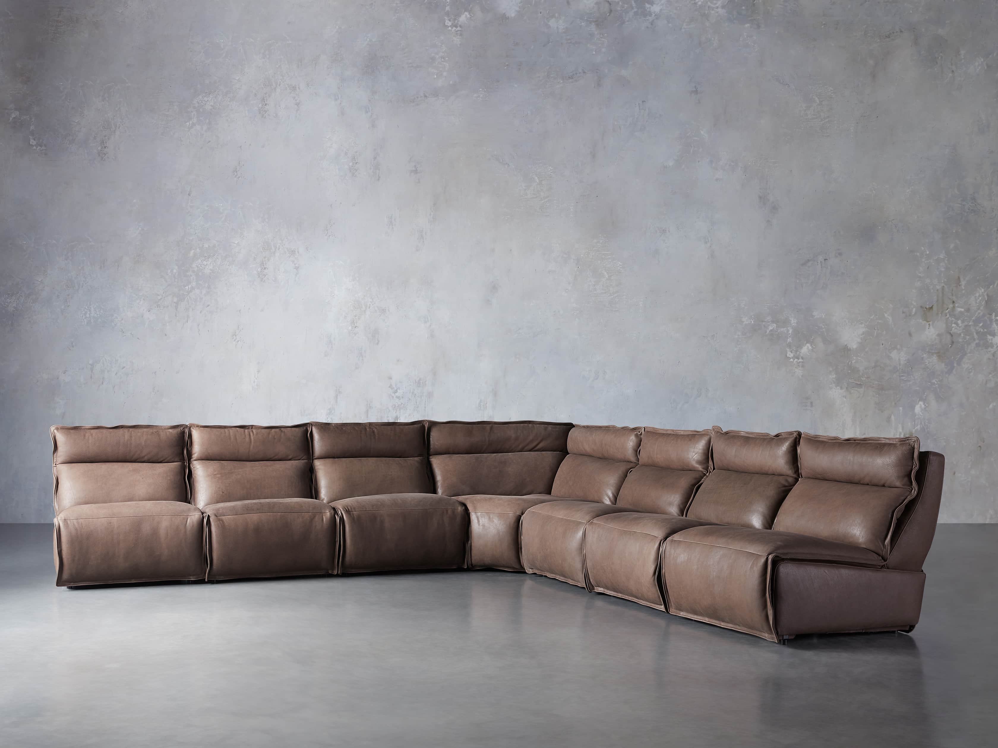 Rowland Leather Seven Piece Sectional in Burnham Chocolate, slide 2 of 9