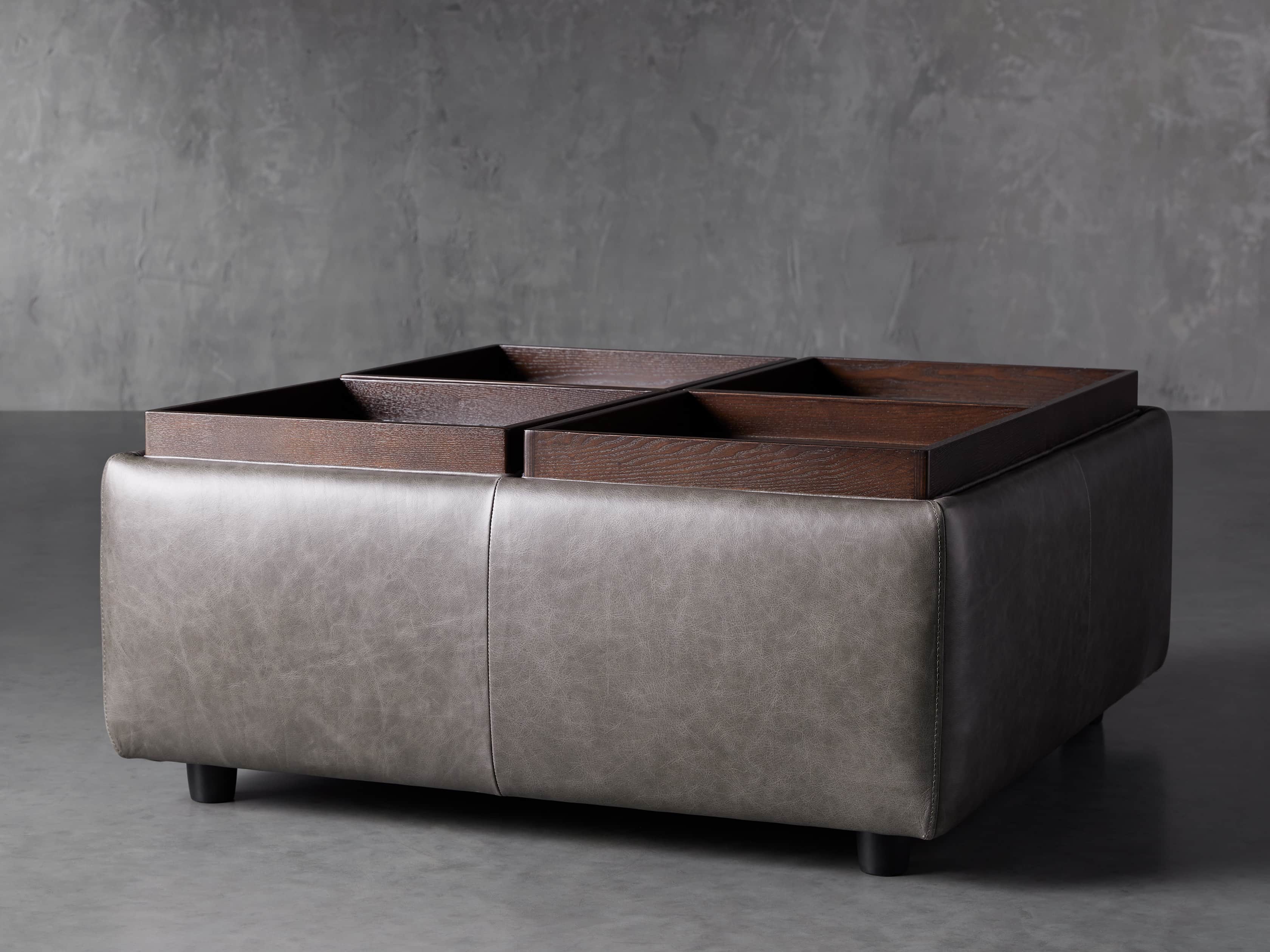 Upton Leather 37" Storage Ottoman
