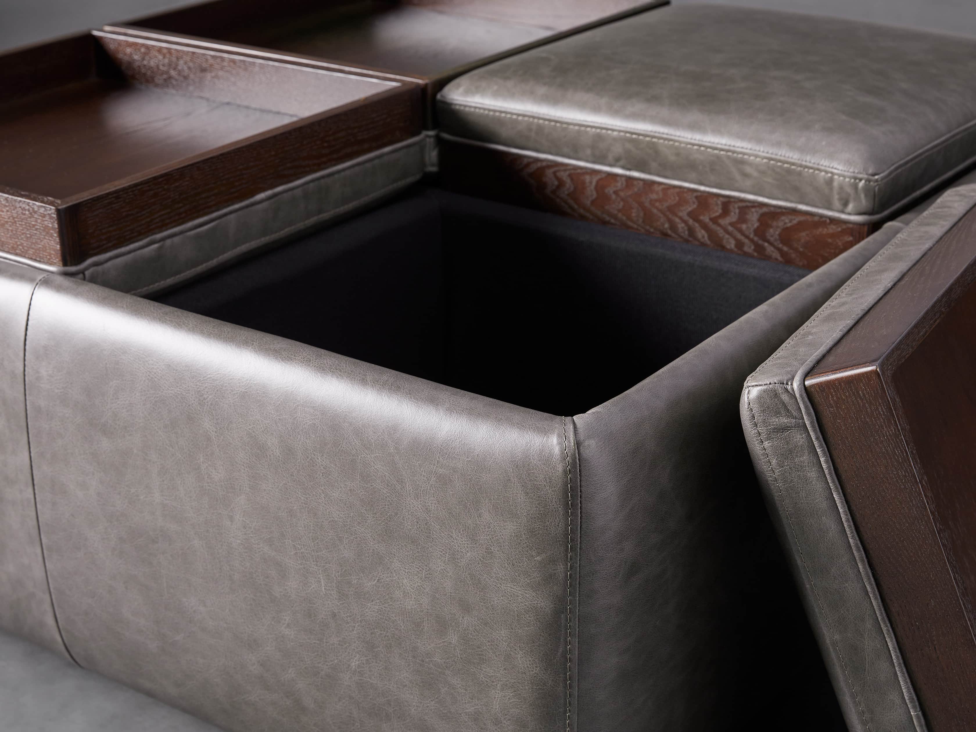 Upton Leather 37" Storage Ottoman