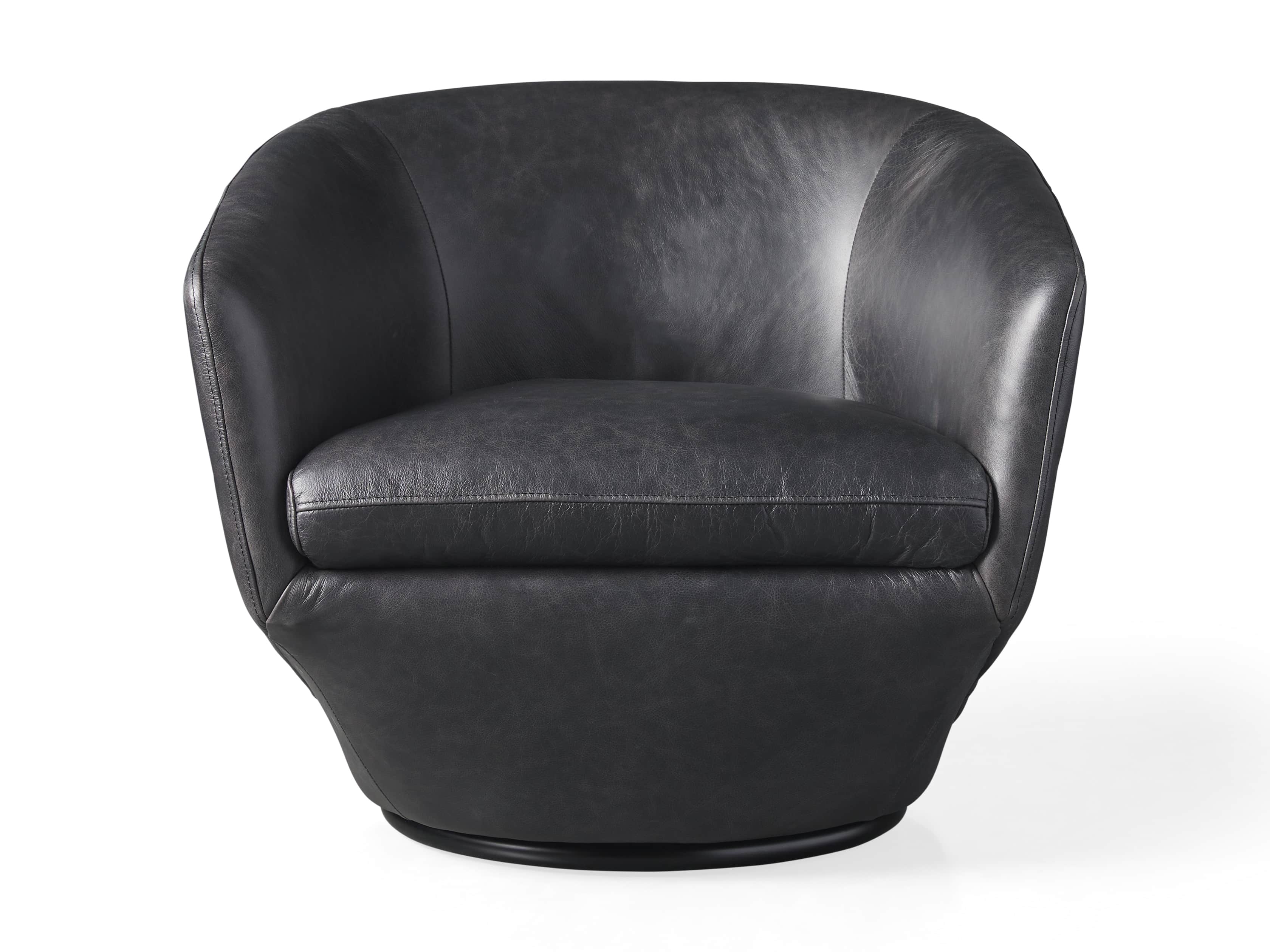 Pelton Leather Swivel Chair Arhaus