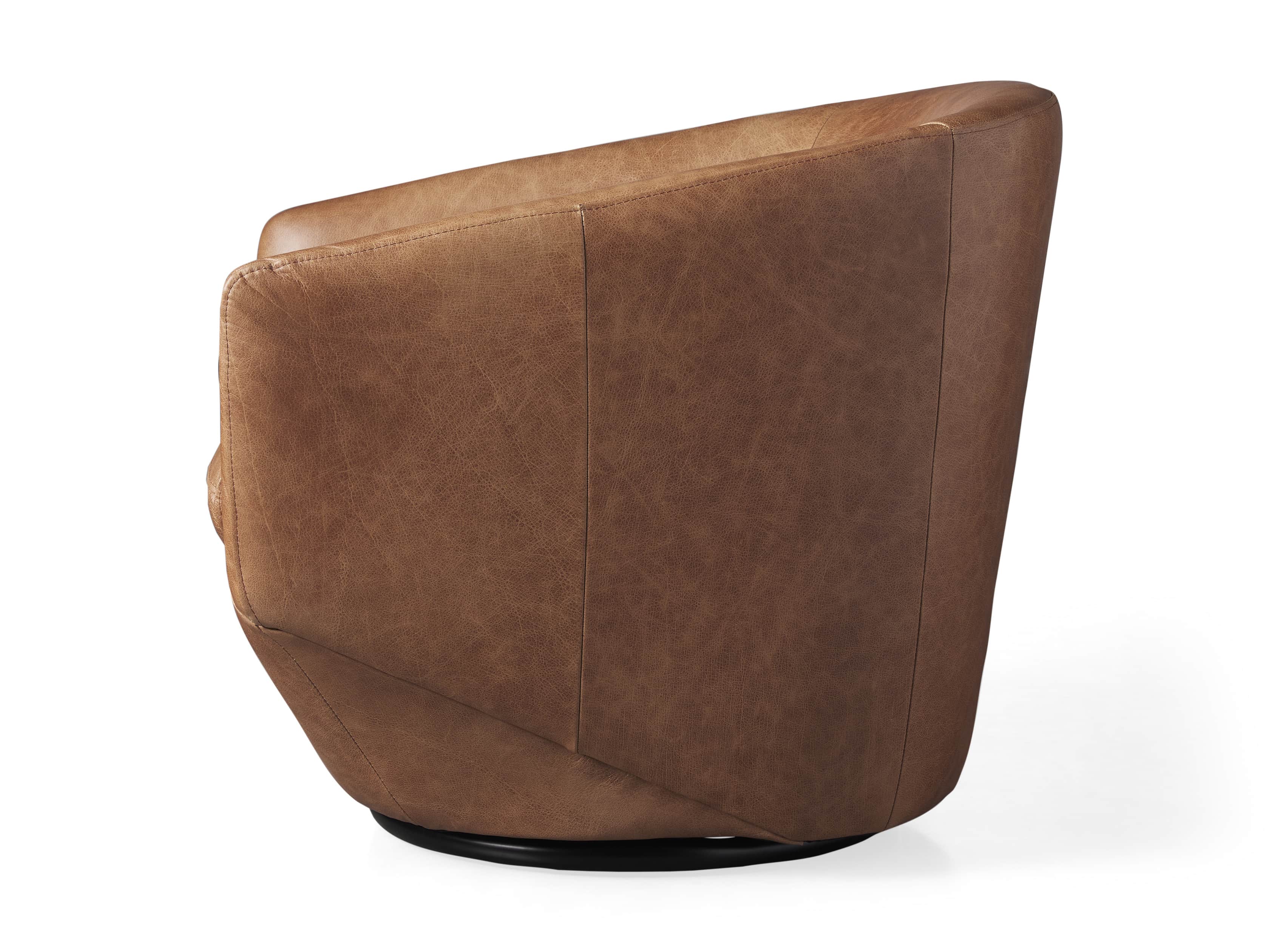 Pelton Leather Swivel Chair in Metro Brown, slide 7 of 7