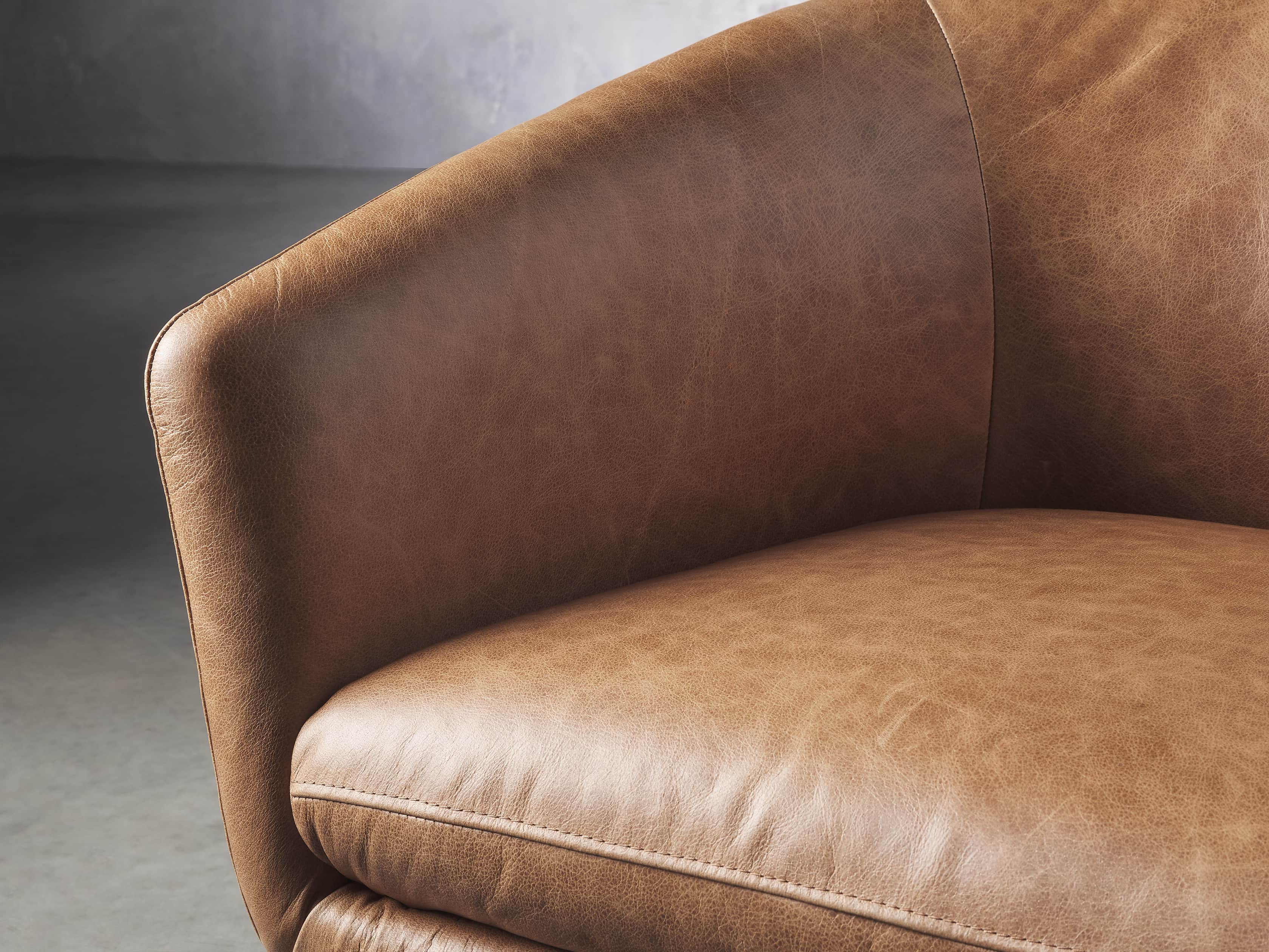 Pelton Leather Swivel Chair in Metro Brown, slide 5 of 7