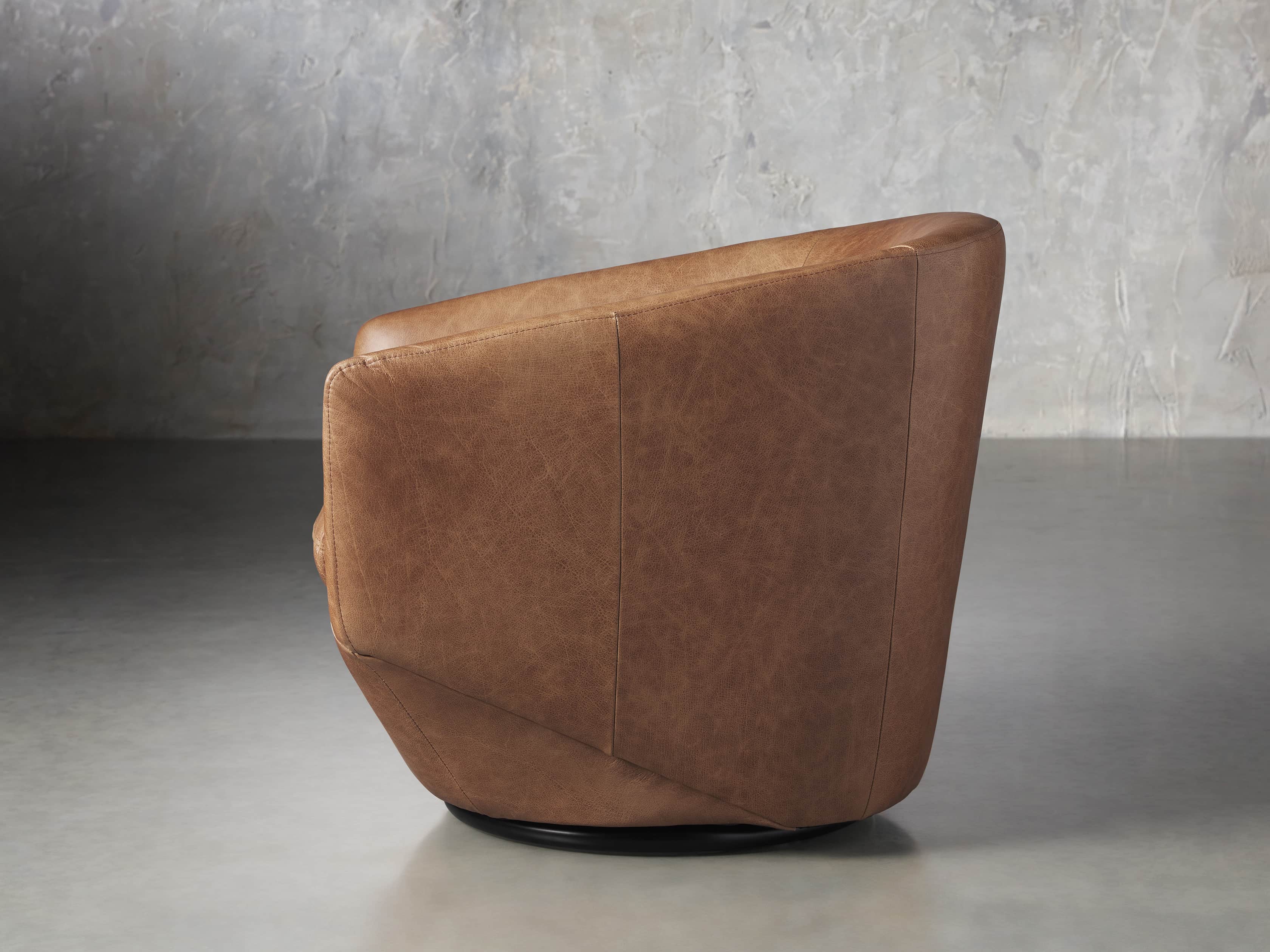 Pelton Leather Swivel Chair in Metro Brown, slide 3 of 7