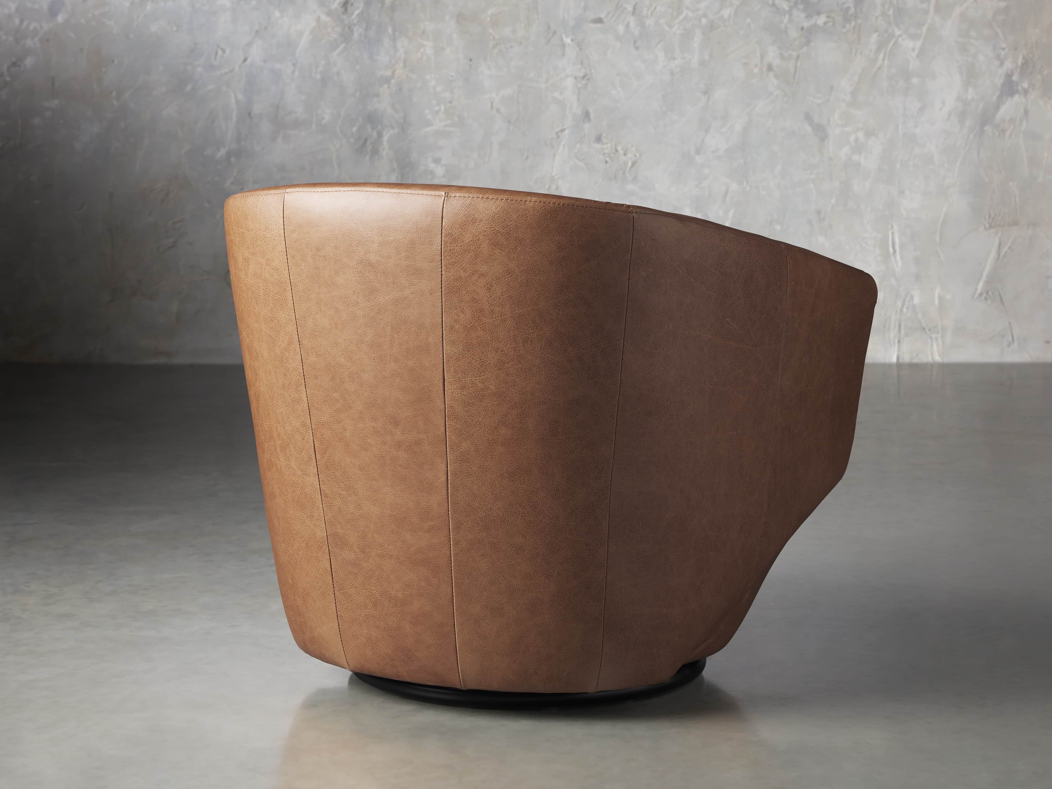 Pelton Leather Swivel Chair in Metro Brown, slide 4 of 7