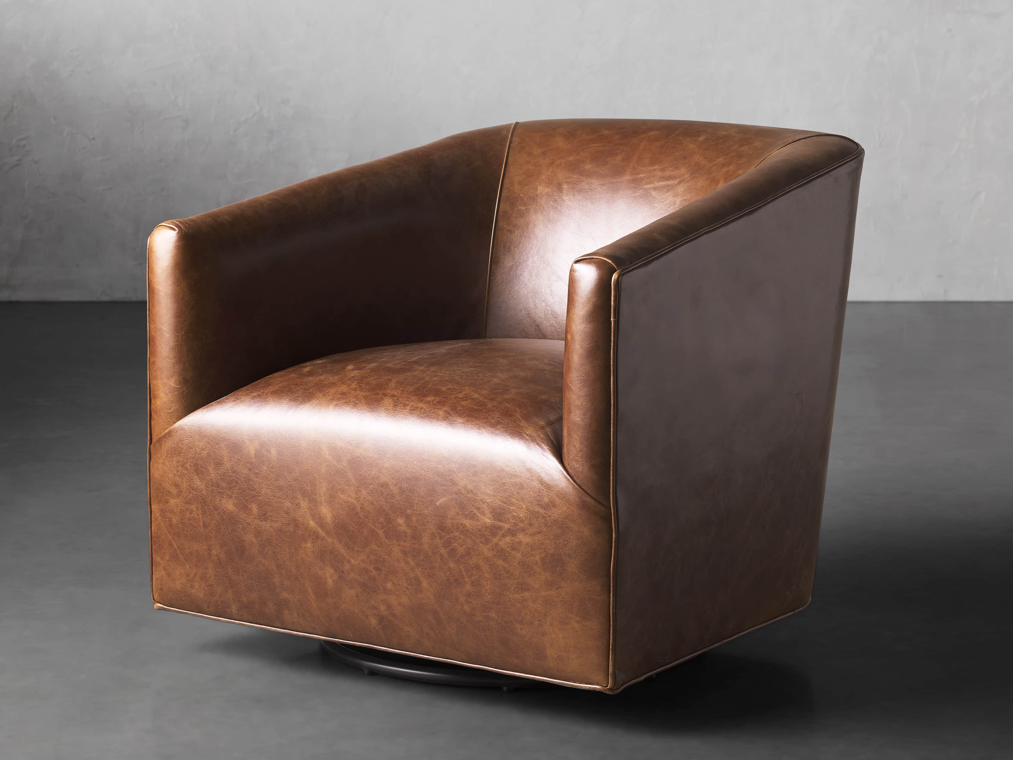 Ellison Leather Swivel Chair Arhaus