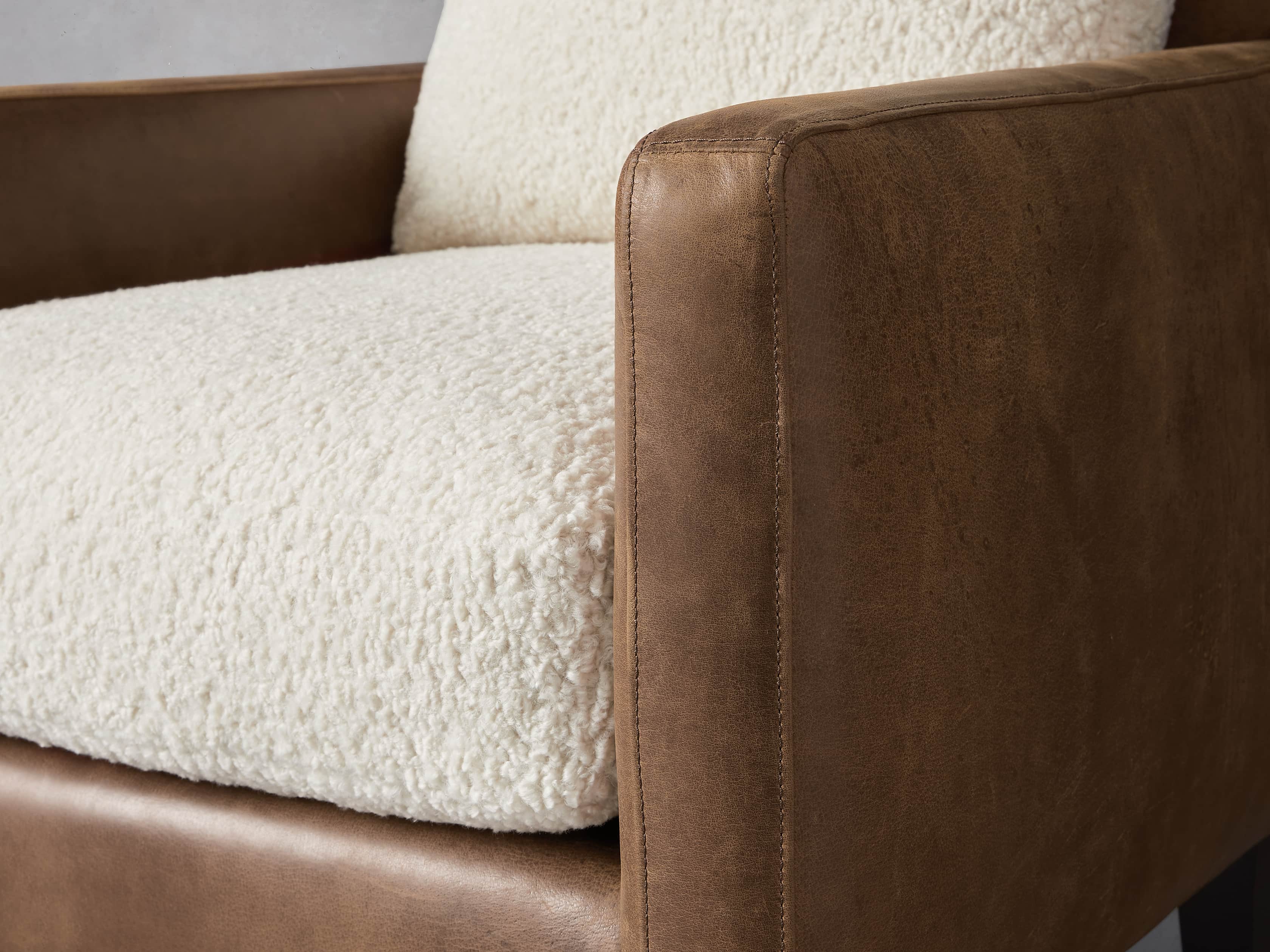 Kenley Leather 33" Chair in Welsh Rum and Cuddle Natural, slide 6 of 8
