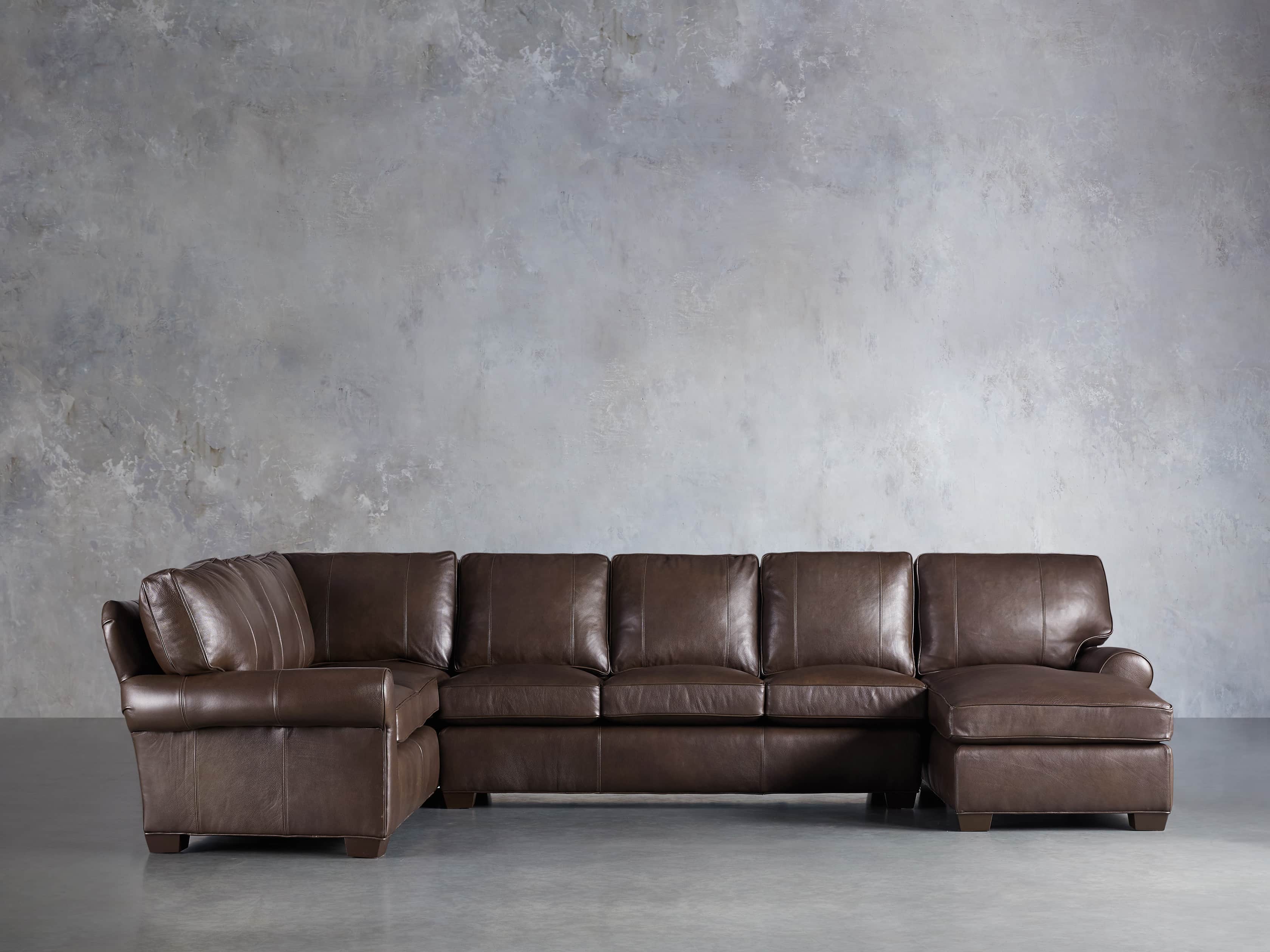 Bwood Leather Large Three Piece Sectional Arhaus Bwood Leather Large Three Piece, Large Leather Sectional Sofas