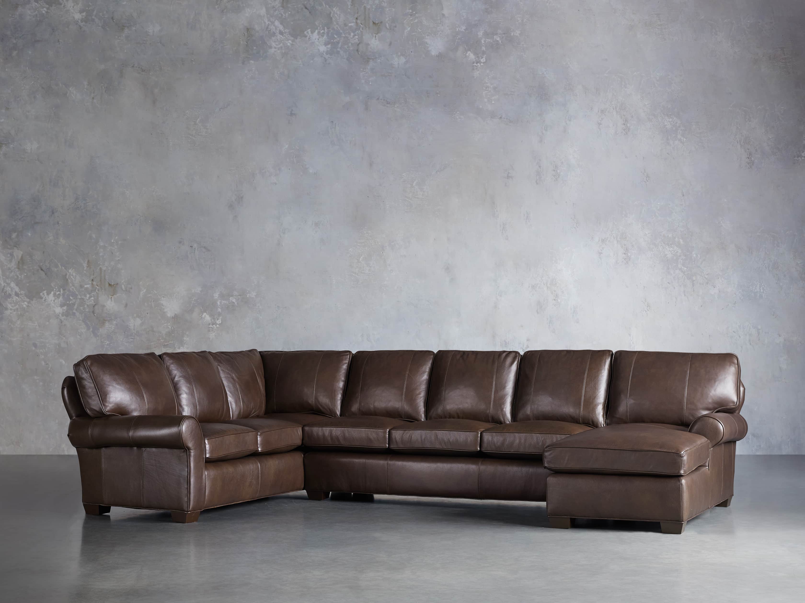 Brentwood Leather Large Three Piece Sectional Arhaus