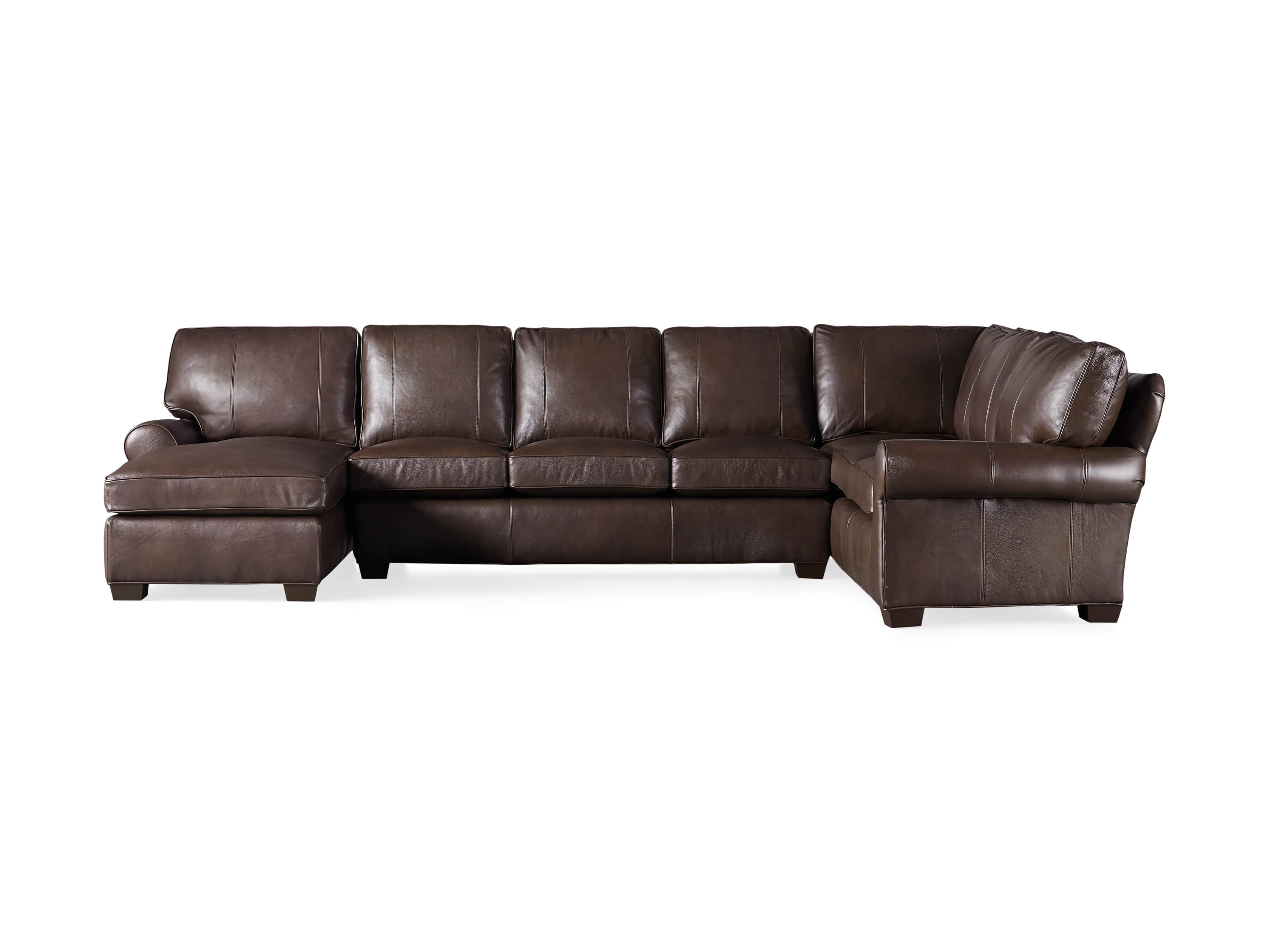 Brentwood Leather Three Piece Sectional With 3 Seat Sofa in Analina Cocoa, slide 6 of 6