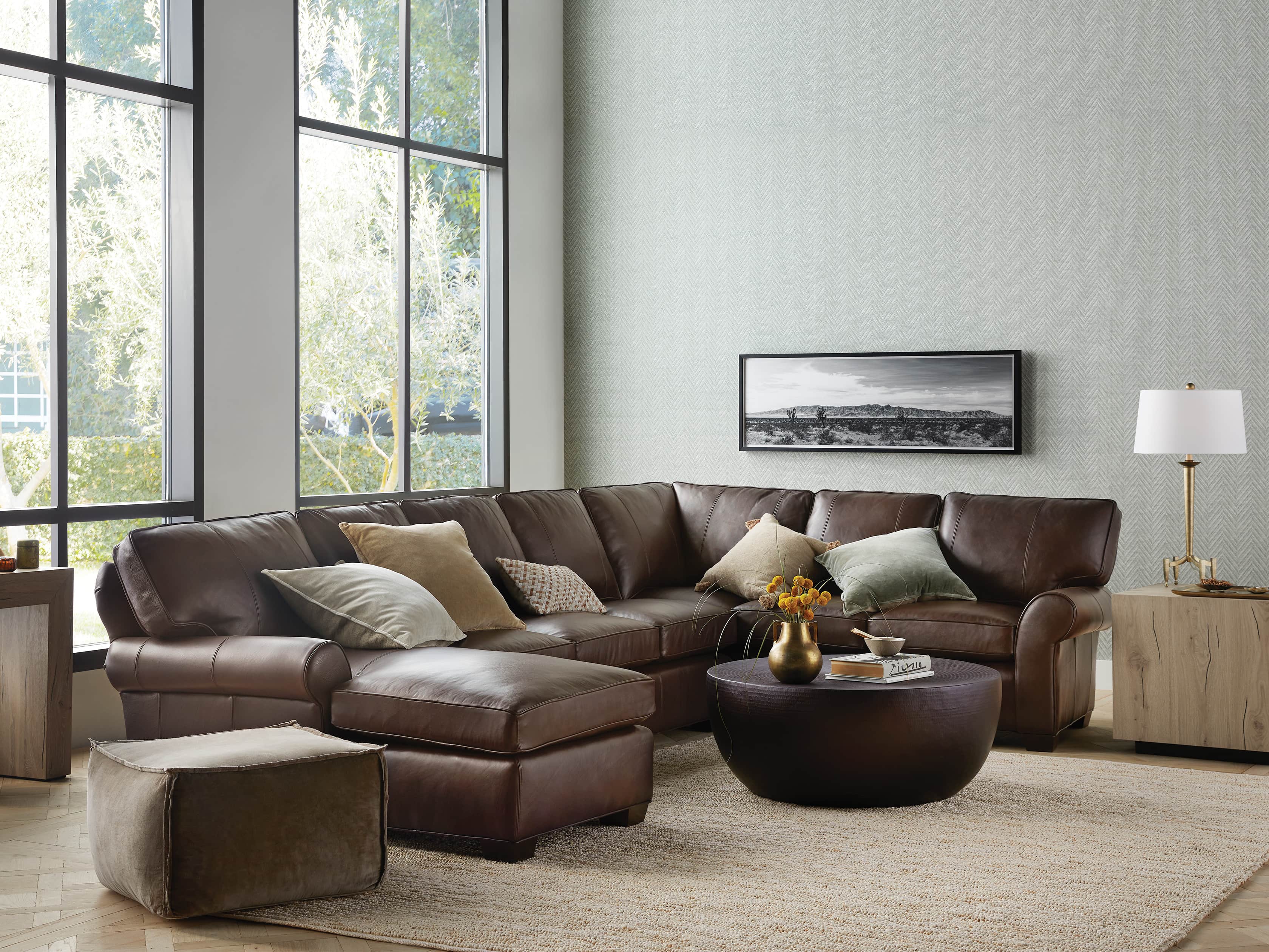 Brentwood Leather Large Three Piece Sectional Arhaus