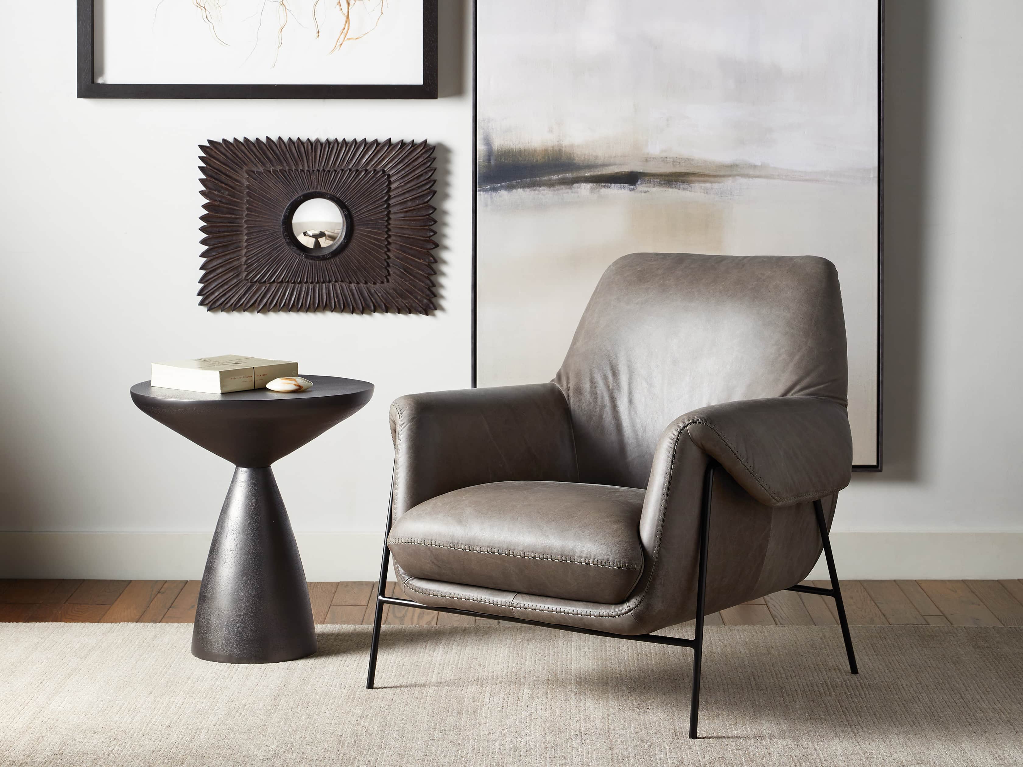 arhaus engles leather chair