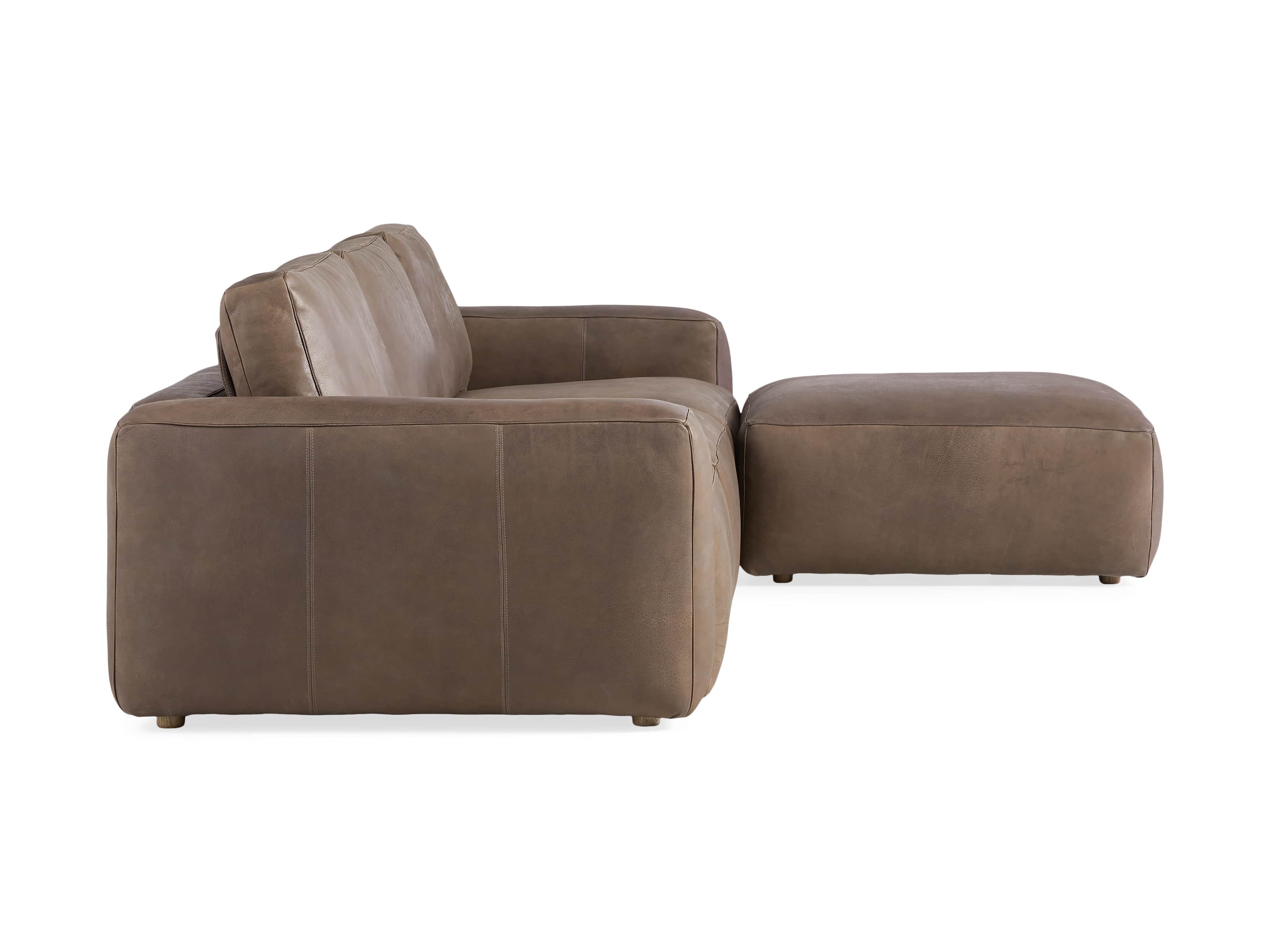 Innsbruck Leather Four Piece Sofa Sectional with Ottoman in Burnham Chocolate, slide 3 of 4