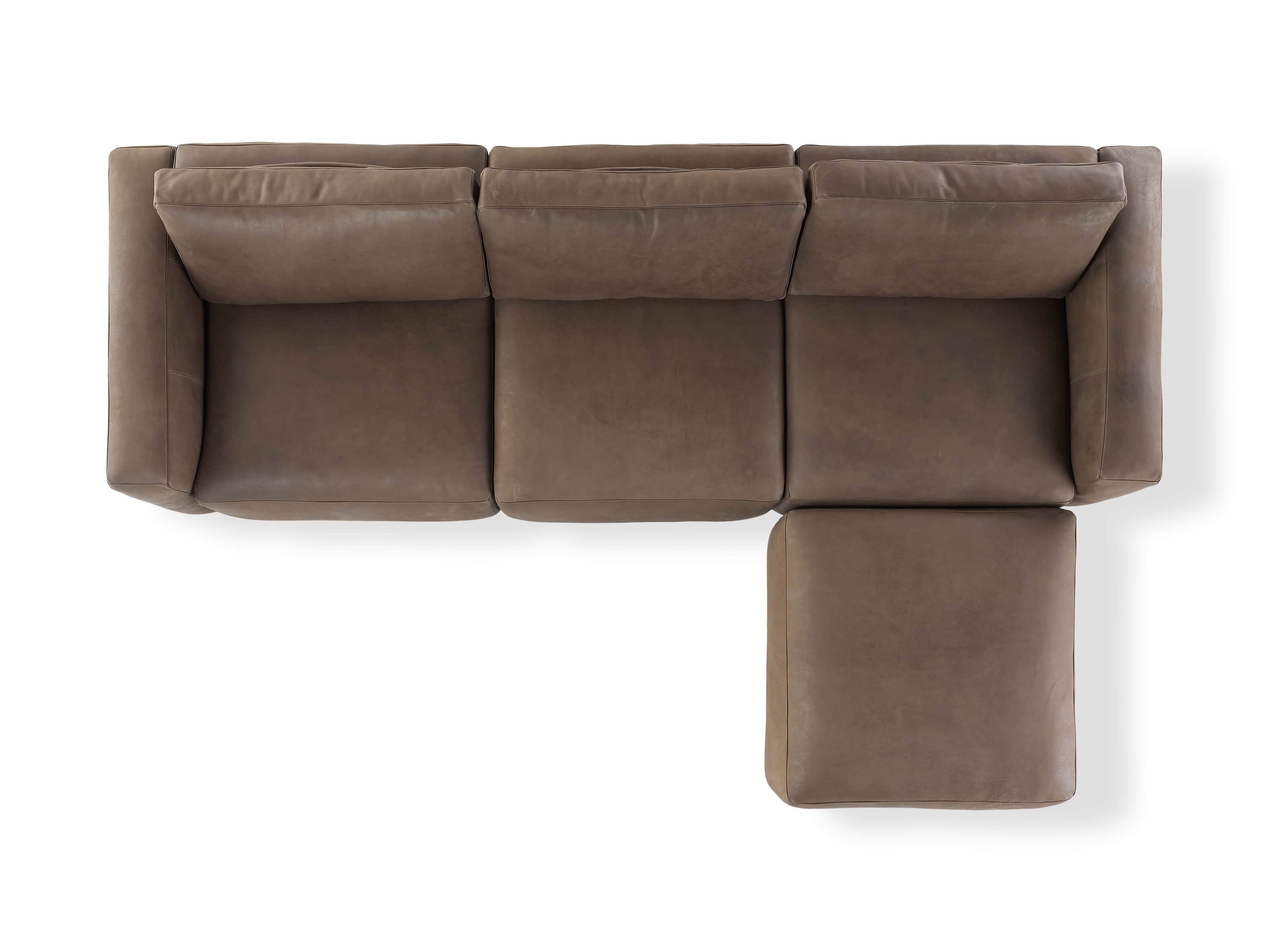 Innsbruck Leather Four Piece Sofa Sectional with Ottoman in Burnham Chocolate, slide 4 of 4