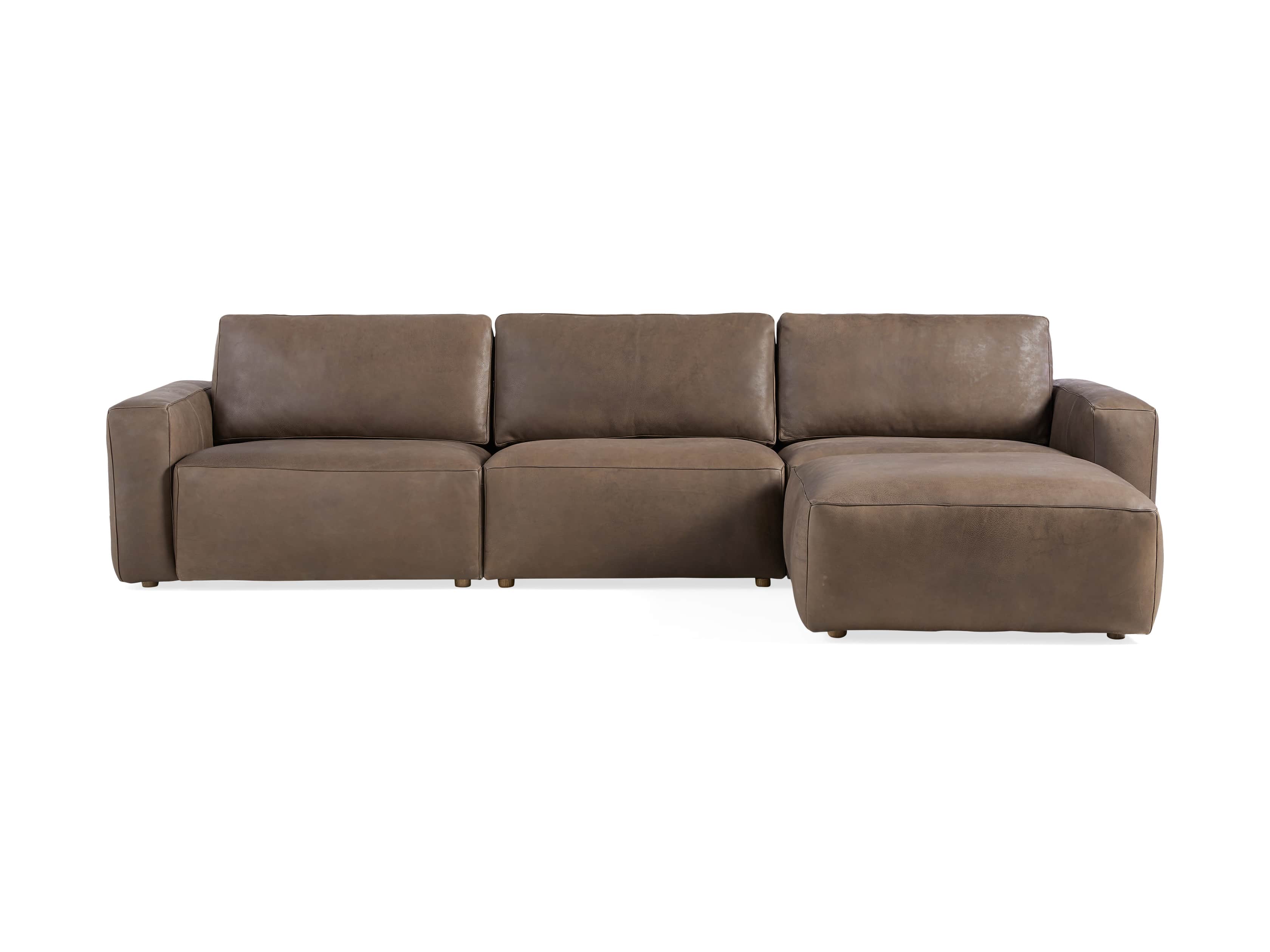Innsbruck Leather Four Piece Sofa Sectional with Ottoman in Burnham Chocolate, slide 2 of 4
