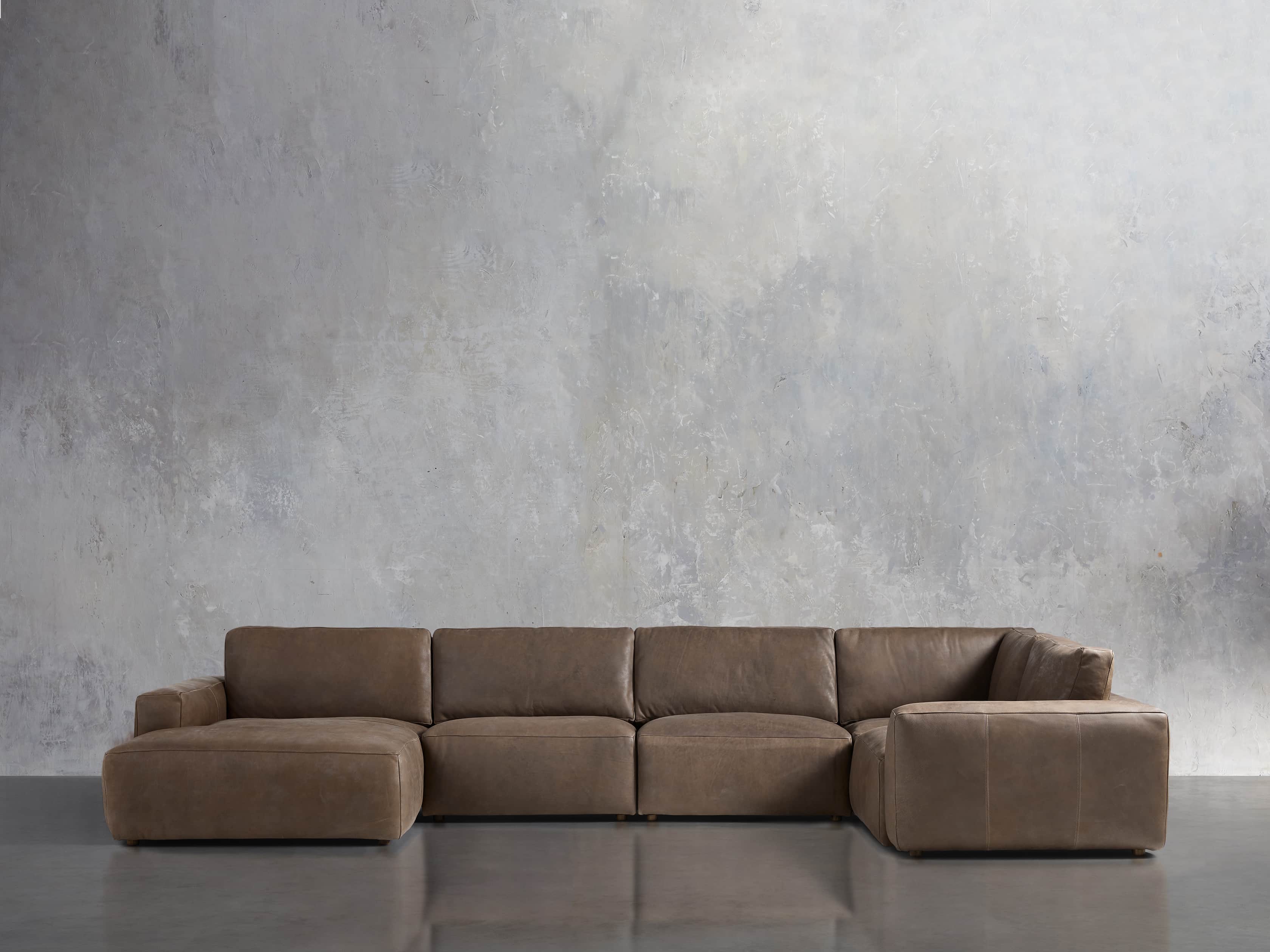 Innsbruck Leather Five Piece Left Chaise Sectional in Burnham Chocolate, slide 1 of 4