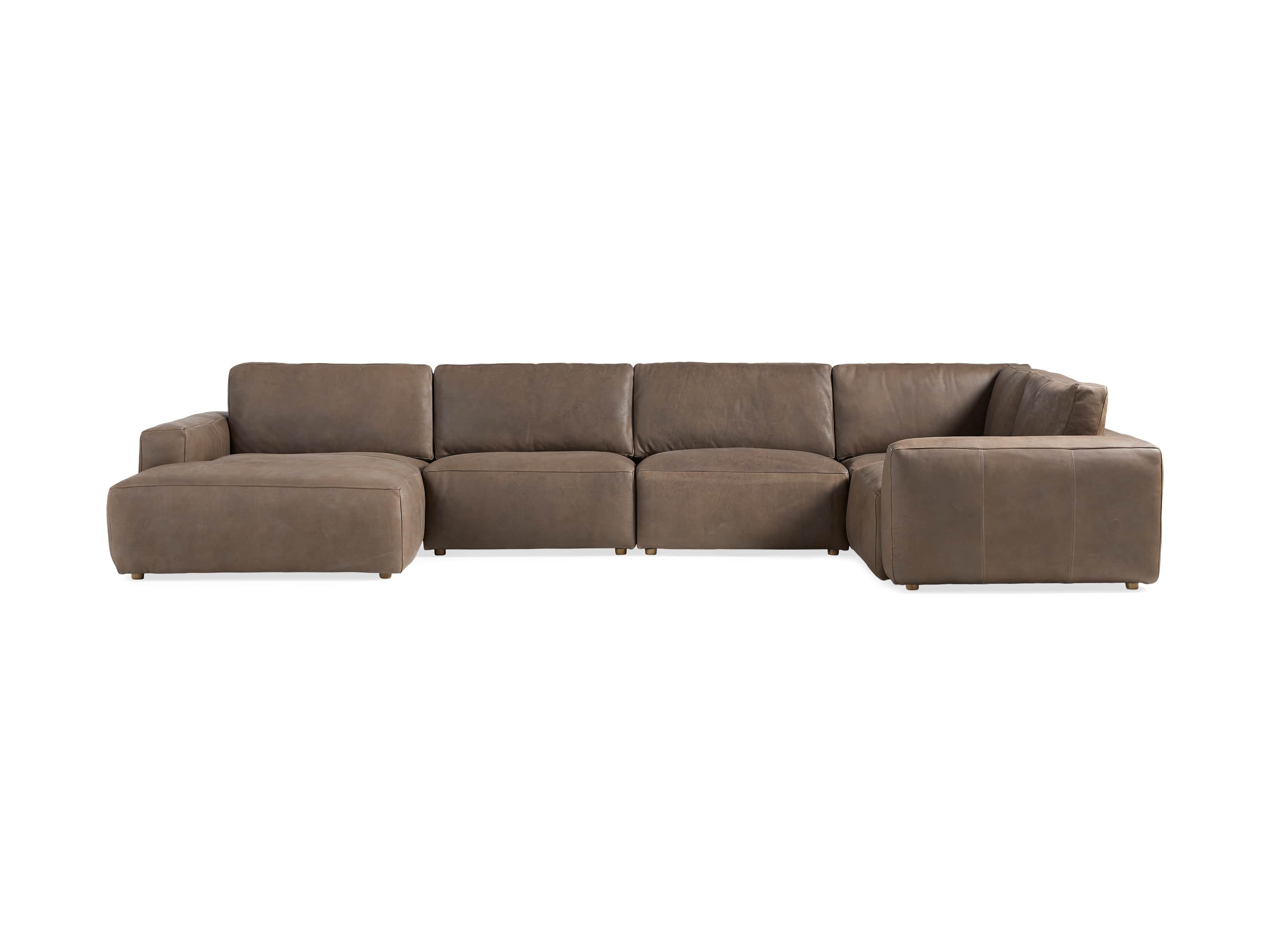 Innsbruck Leather Five Piece Left Chaise Sectional in Burnham Chocolate, slide 2 of 4
