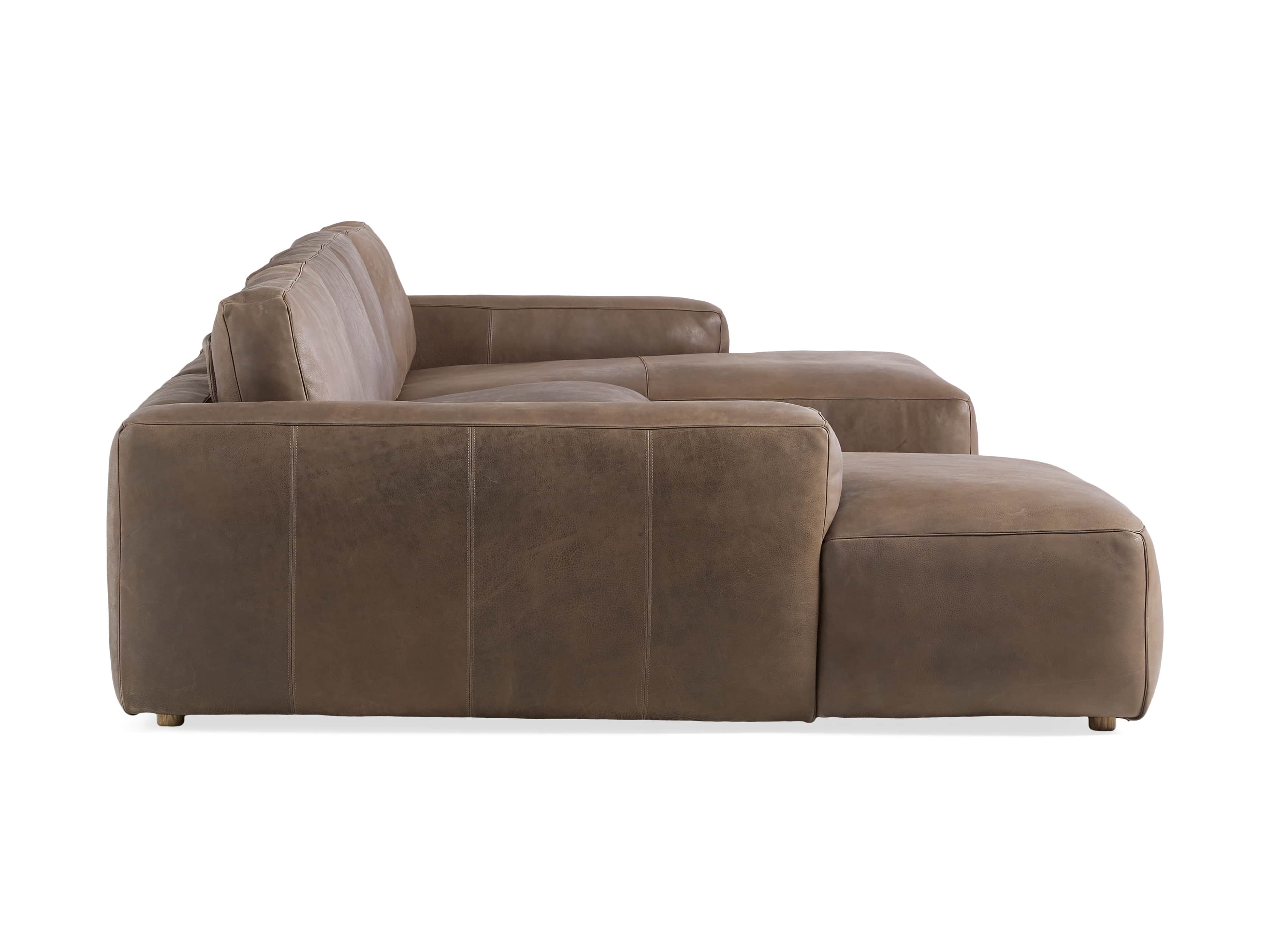 Innsbruck Leather Four Piece Double Chaise Sectional in Burnham Chocolate, slide 3 of 4