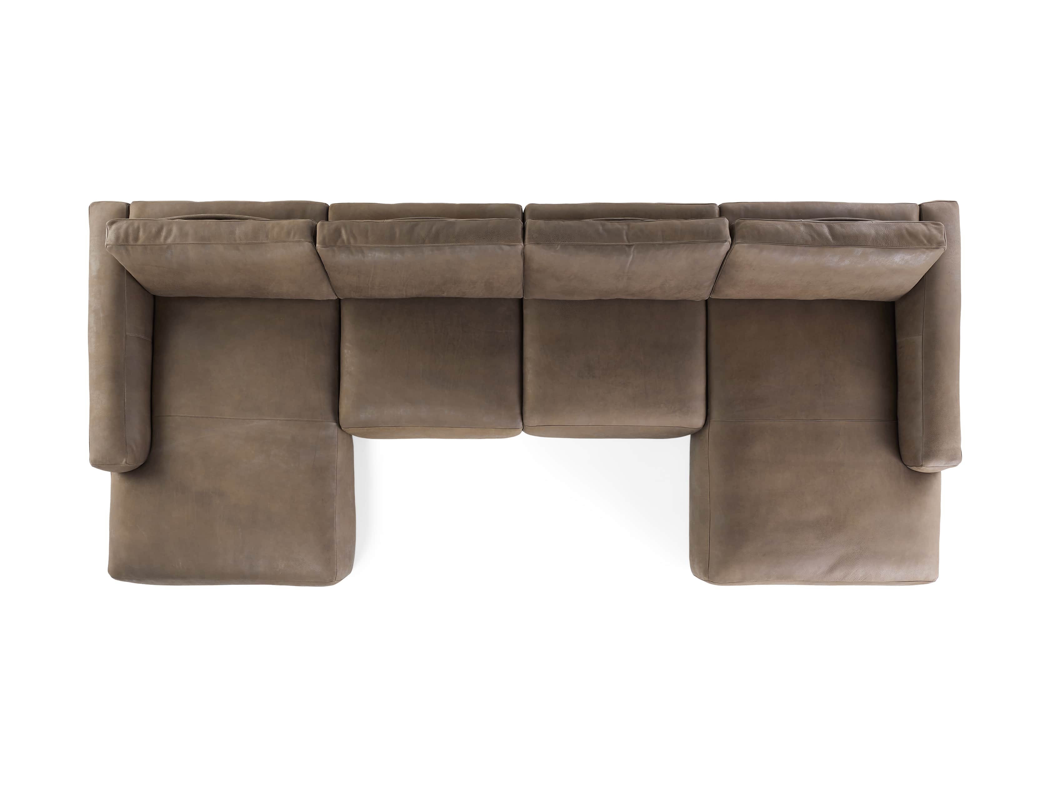 Innsbruck Leather Four Piece Double Chaise Sectional in Burnham Chocolate, slide 4 of 4