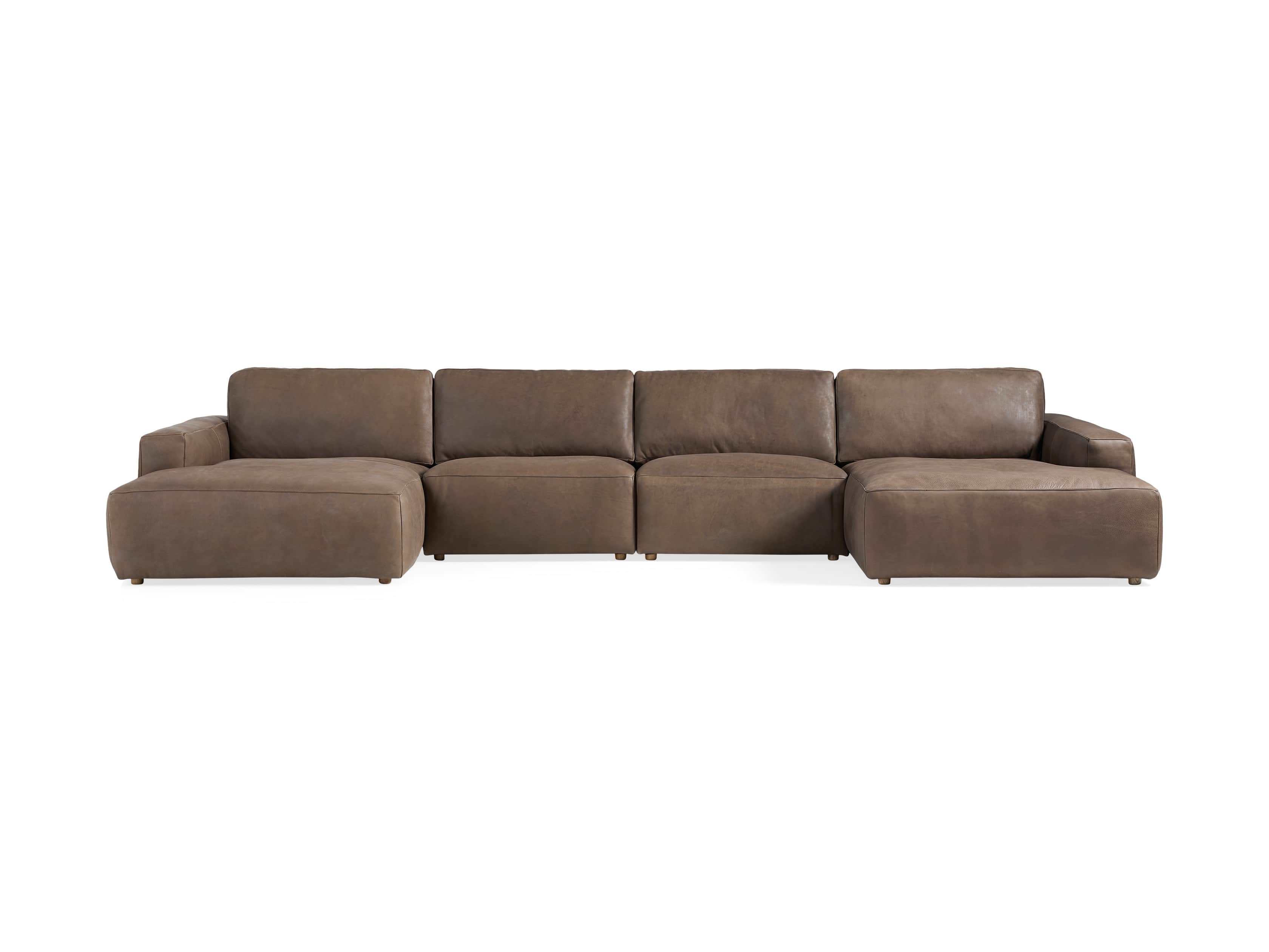 Innsbruck Leather Four Piece Double Chaise Sectional in Burnham Chocolate, slide 2 of 4