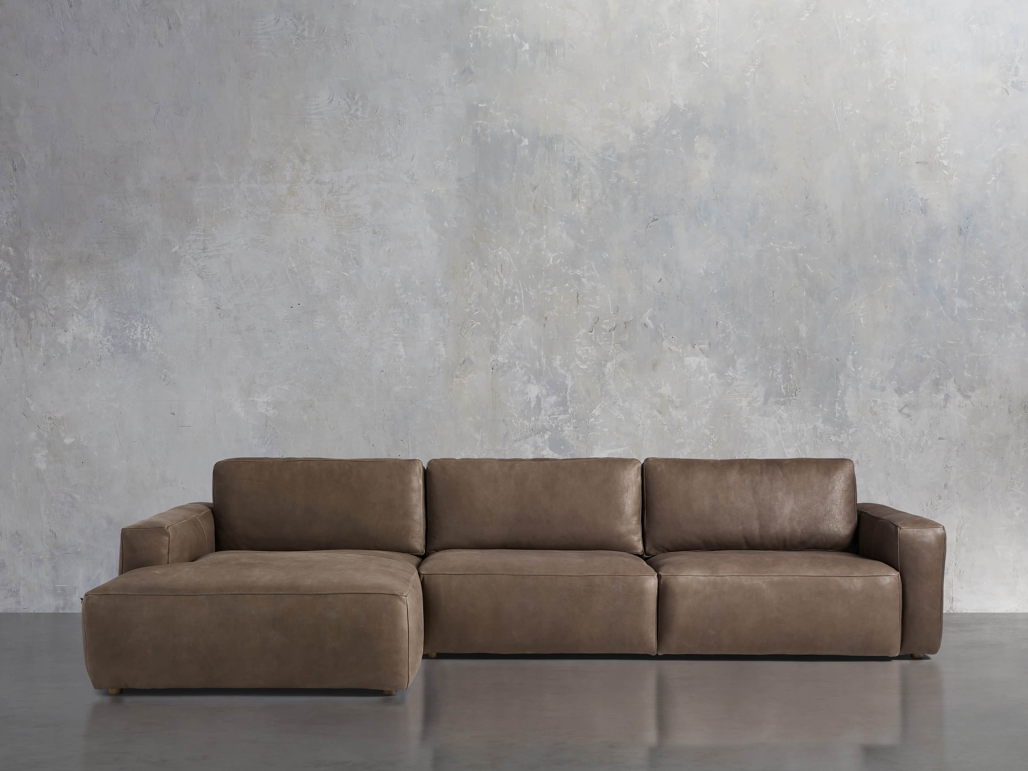 Innsbruck Leather Two Piece Left Arm Chaise Sectional in Burnham Chocolate, slide 2 of 5
