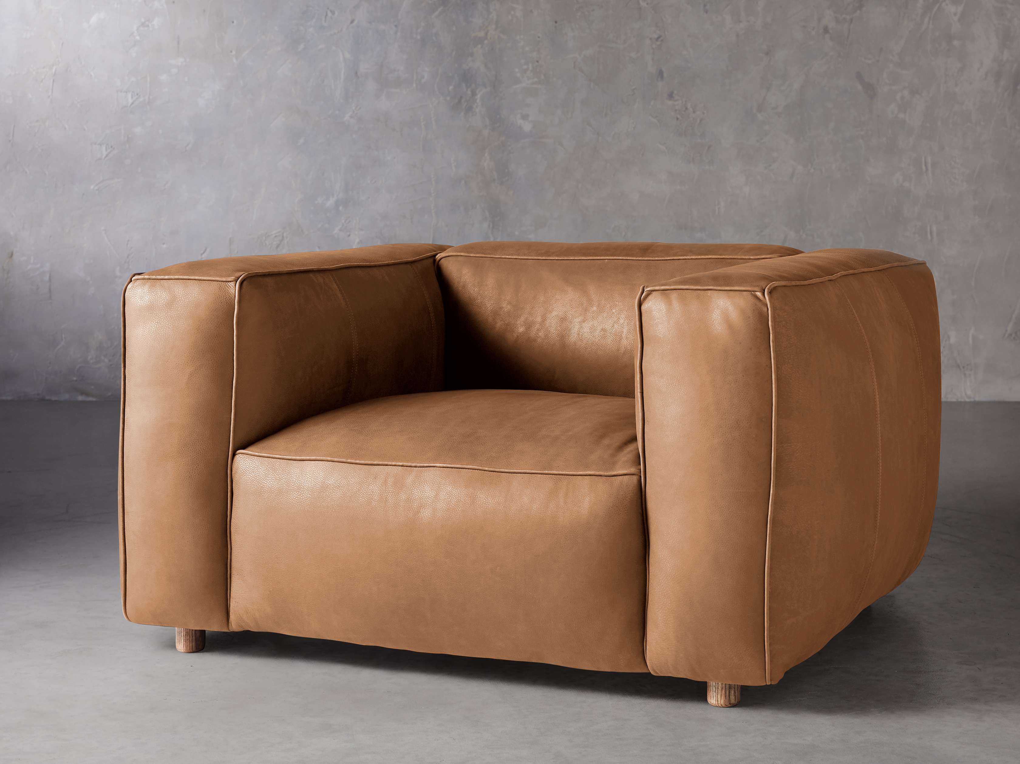 Madrone Leather 49" Chair in Burnham Camel, slide 2 of 8