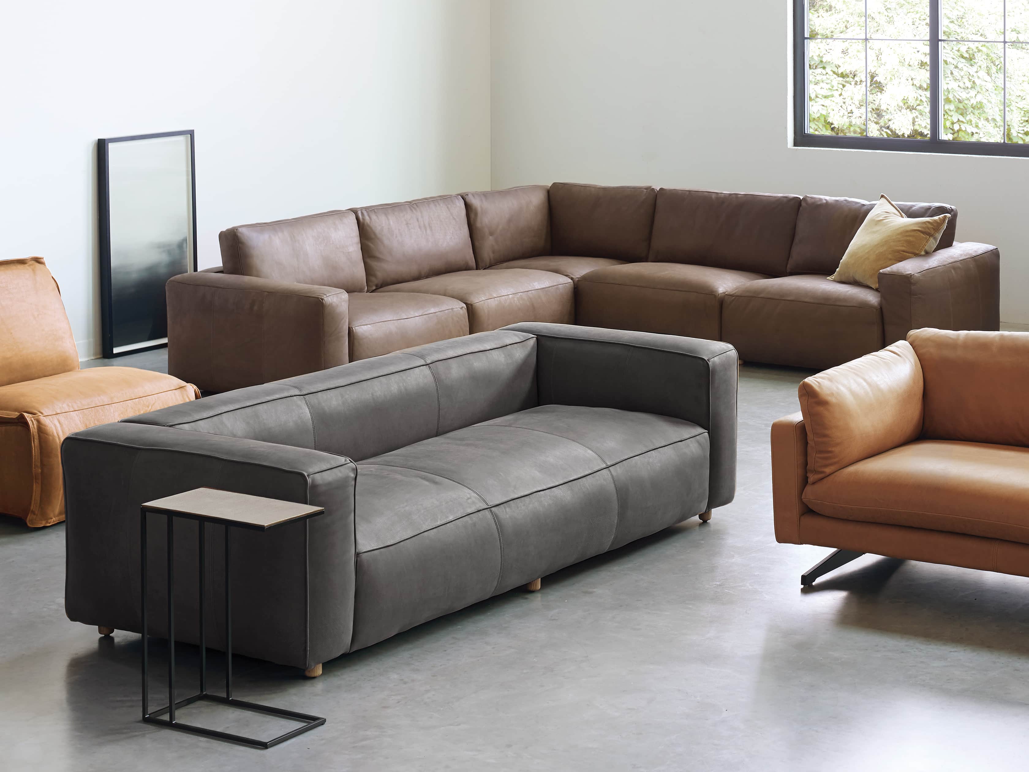 Madrone Leather 100" Sofa in Burnham Graphite, slide 8 of 10