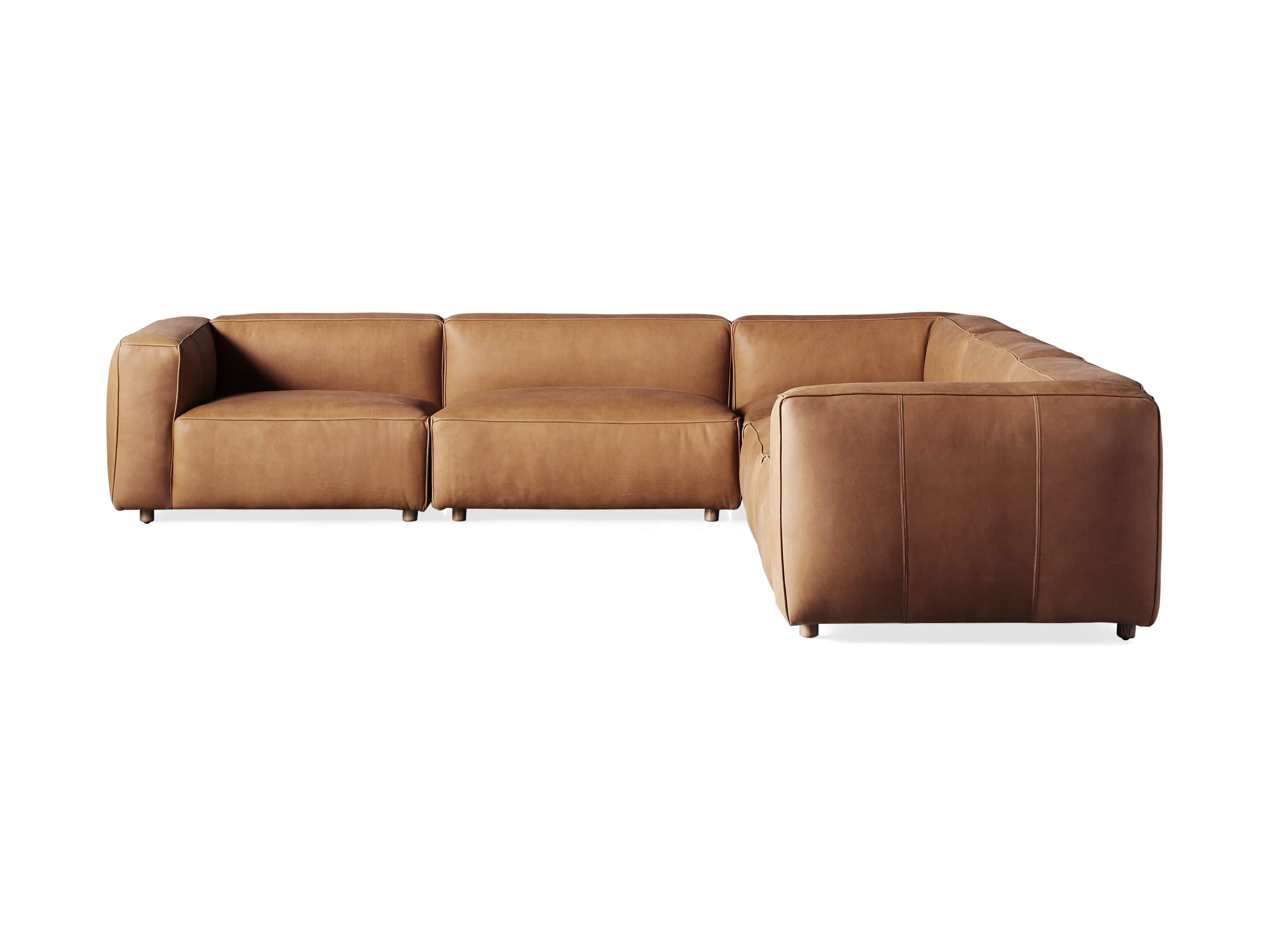 Madrone Leather 130" Five Piece Sectional in Burnham Camel, slide 7 of 7