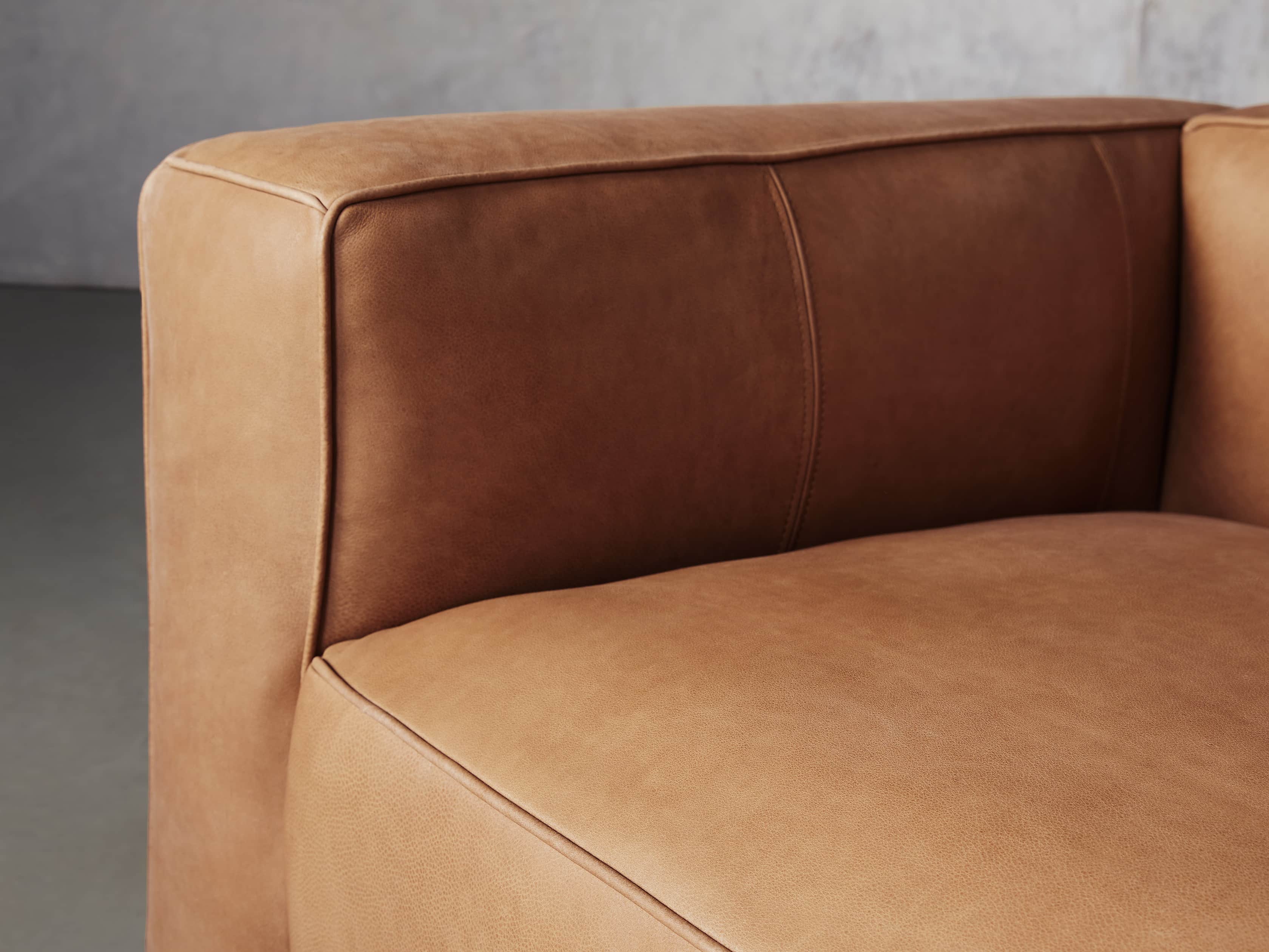 Madrone Leather 130" Five Piece Sectional in Burnham Camel, slide 6 of 7
