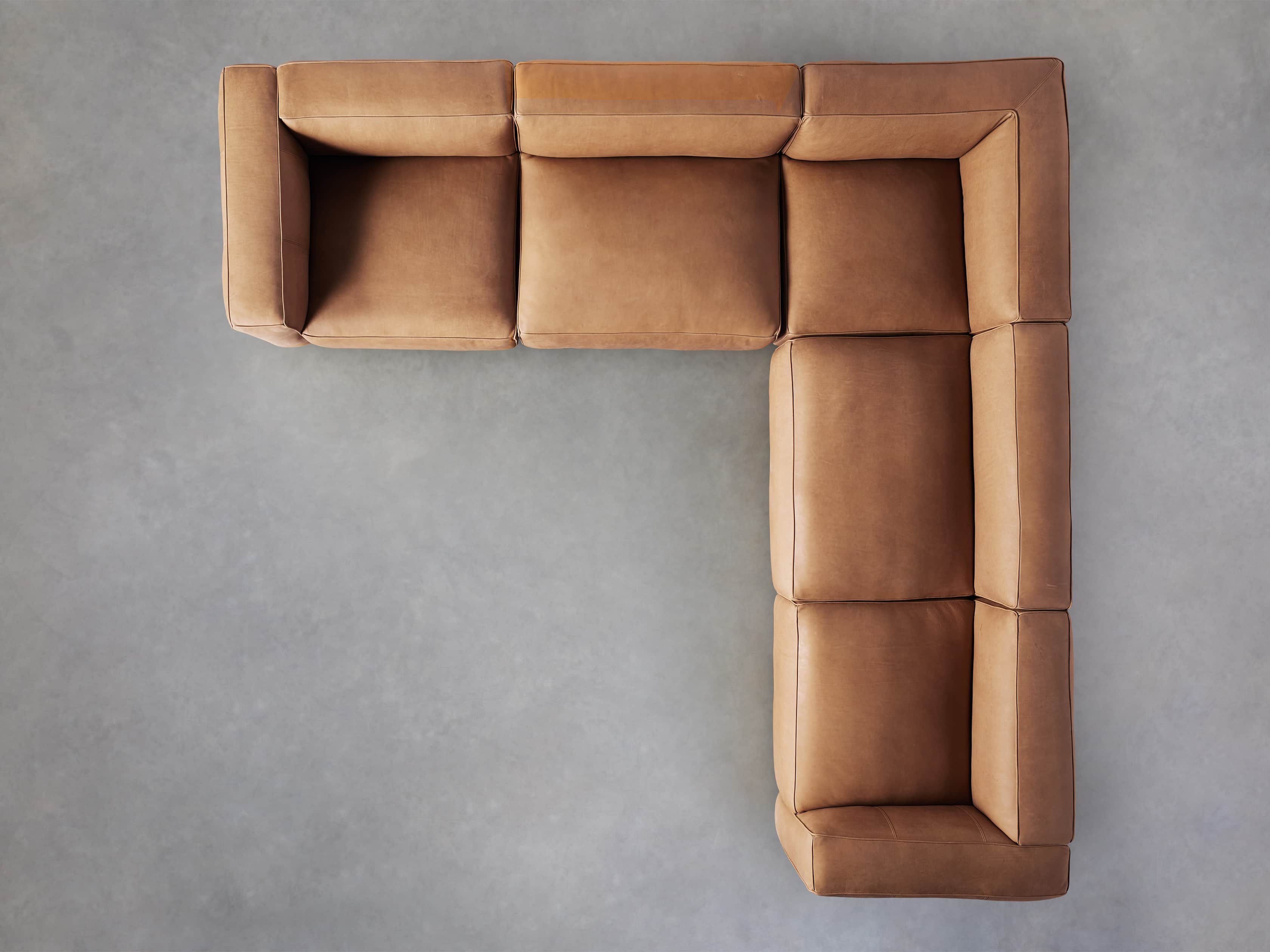 Madrone Leather 130" Five Piece Sectional in Burnham Camel, slide 5 of 7