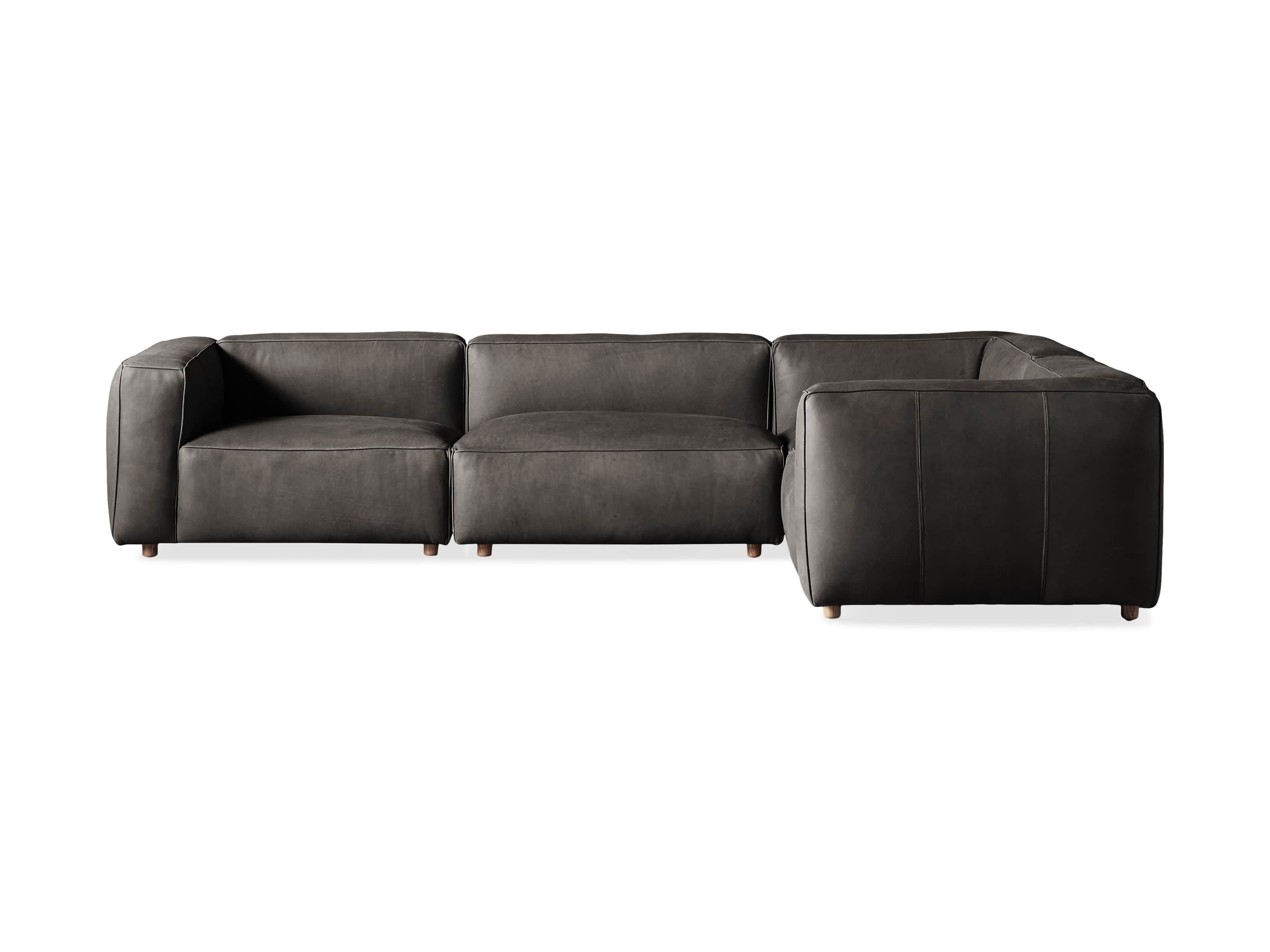 Madrone Leather Four Piece Left Arm Sectional in Burnham Graphite, slide 6 of 6