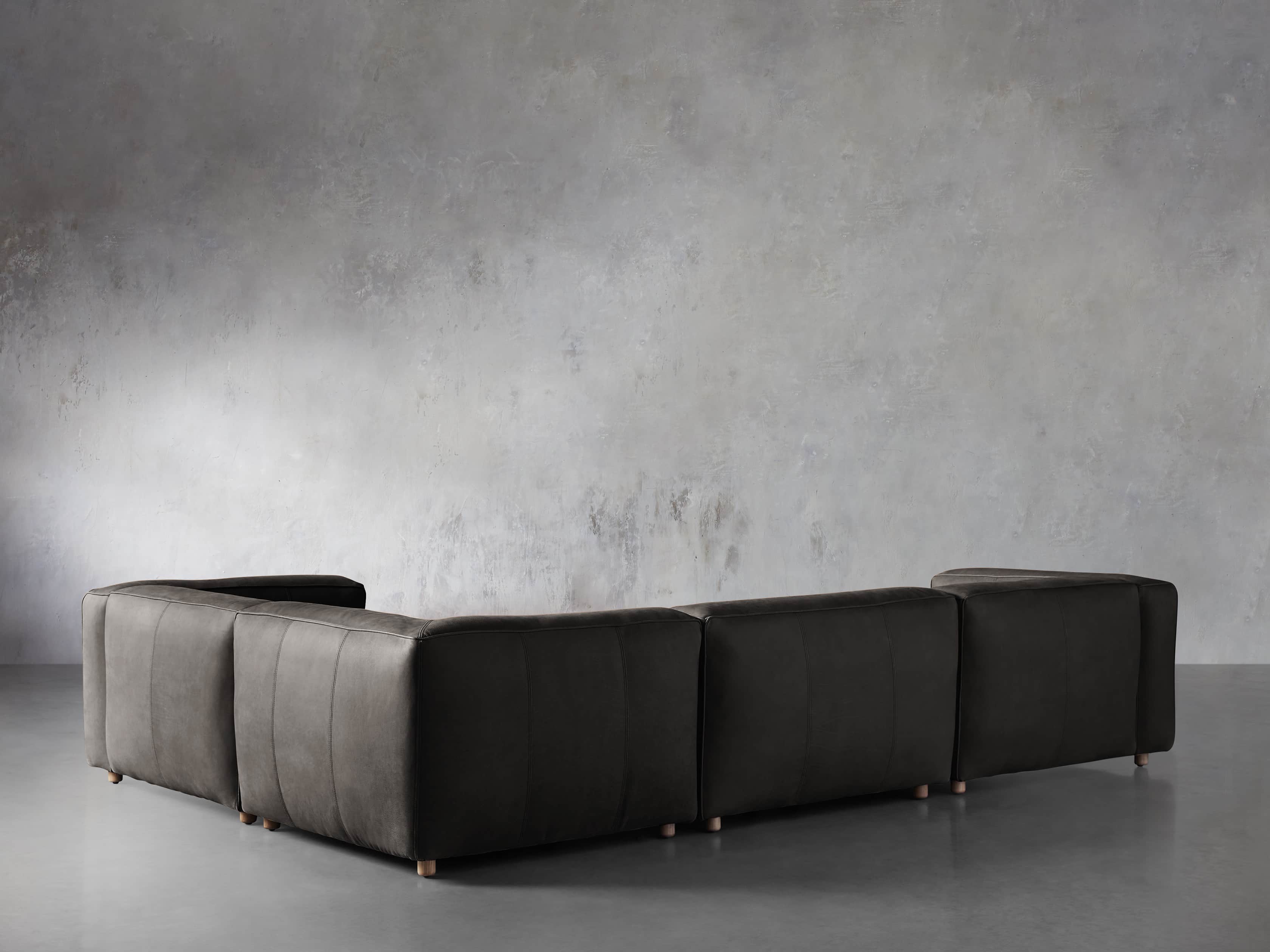 Madrone Leather Four Piece Left Arm Sectional in Burnham Graphite, slide 3 of 6