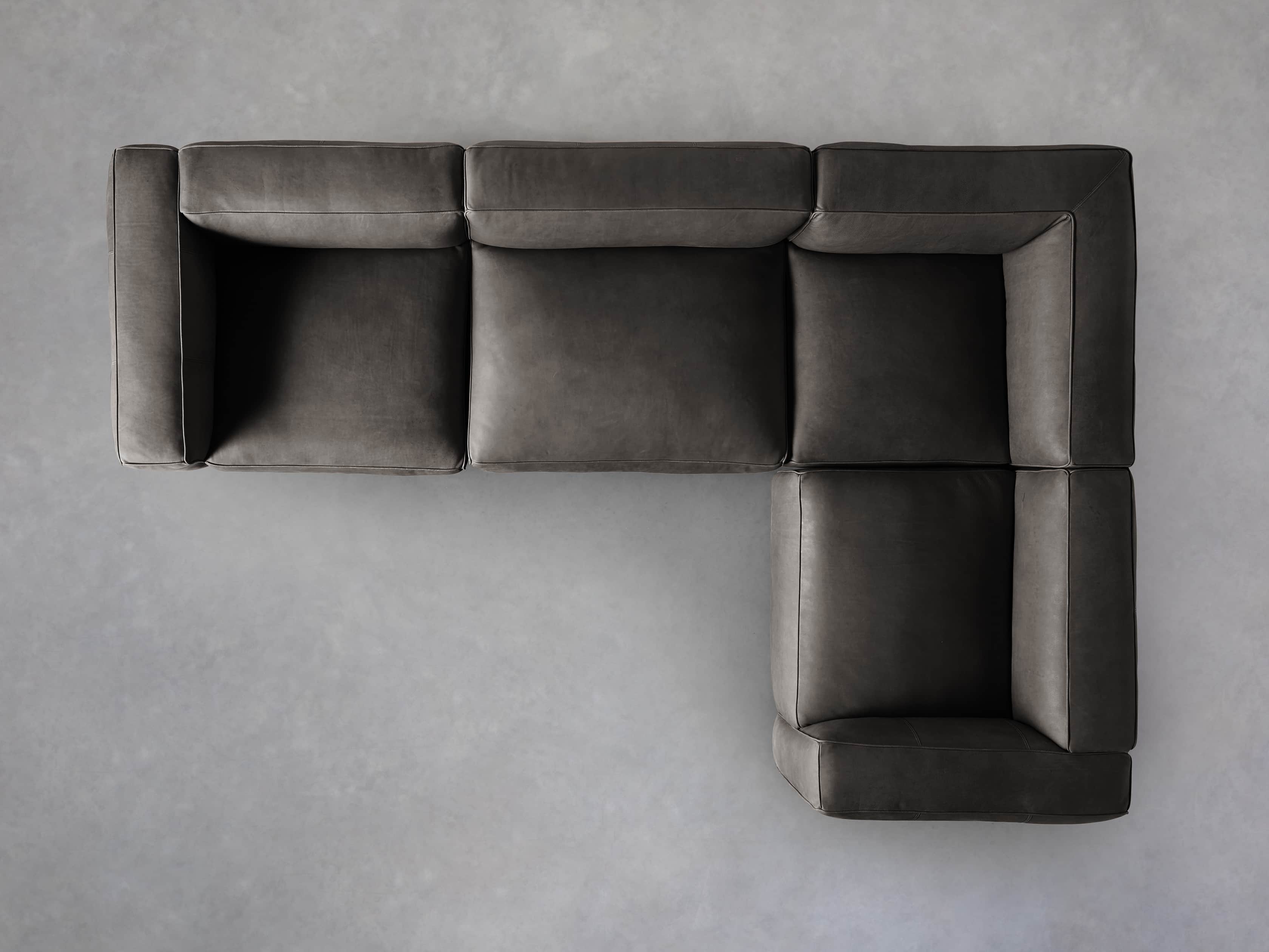 Madrone Leather Four Piece Left Arm Sectional in Burnham Graphite, slide 4 of 6