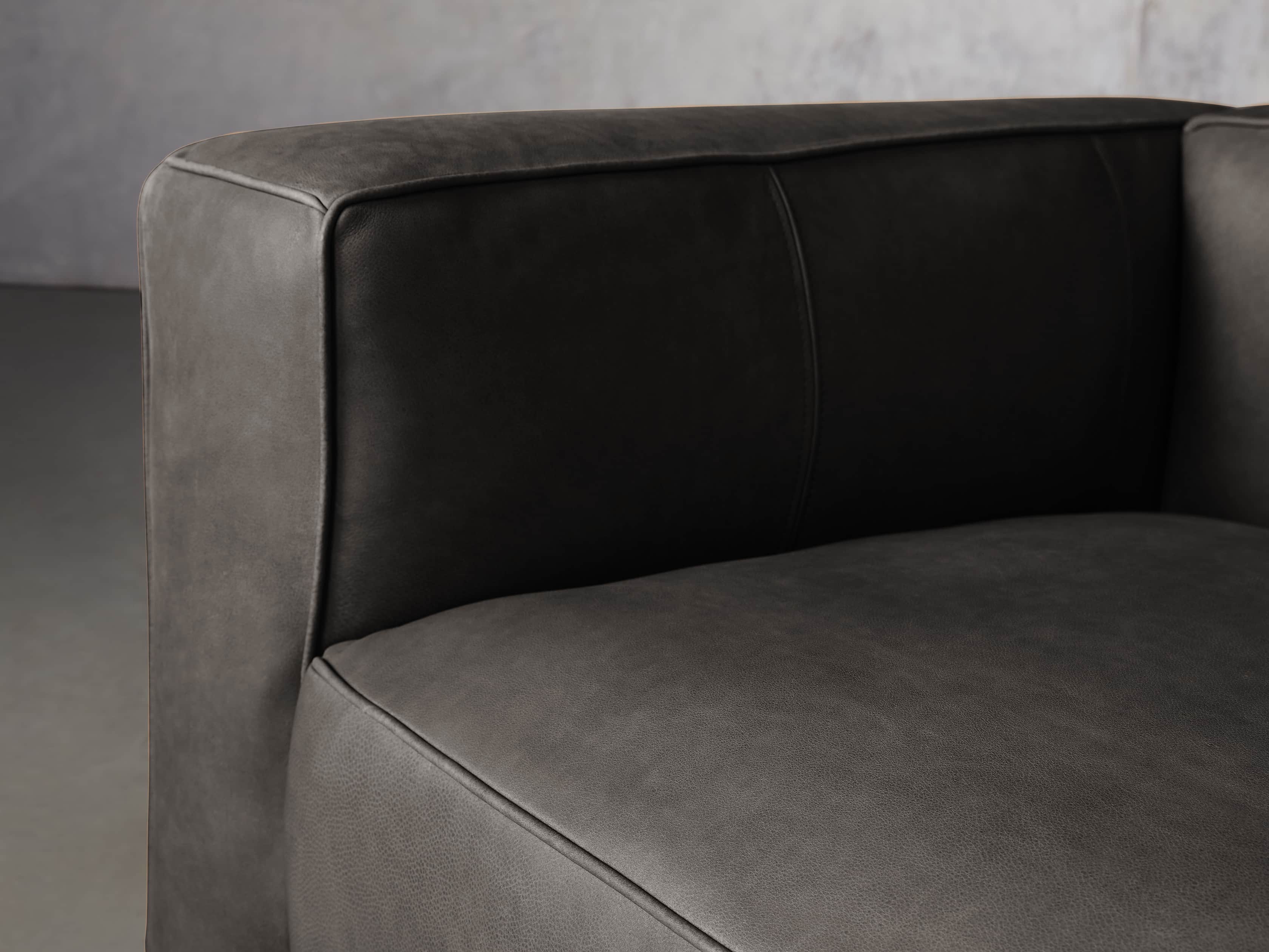 Madrone Leather Four Piece Left Arm Sectional in Burnham Graphite, slide 5 of 6