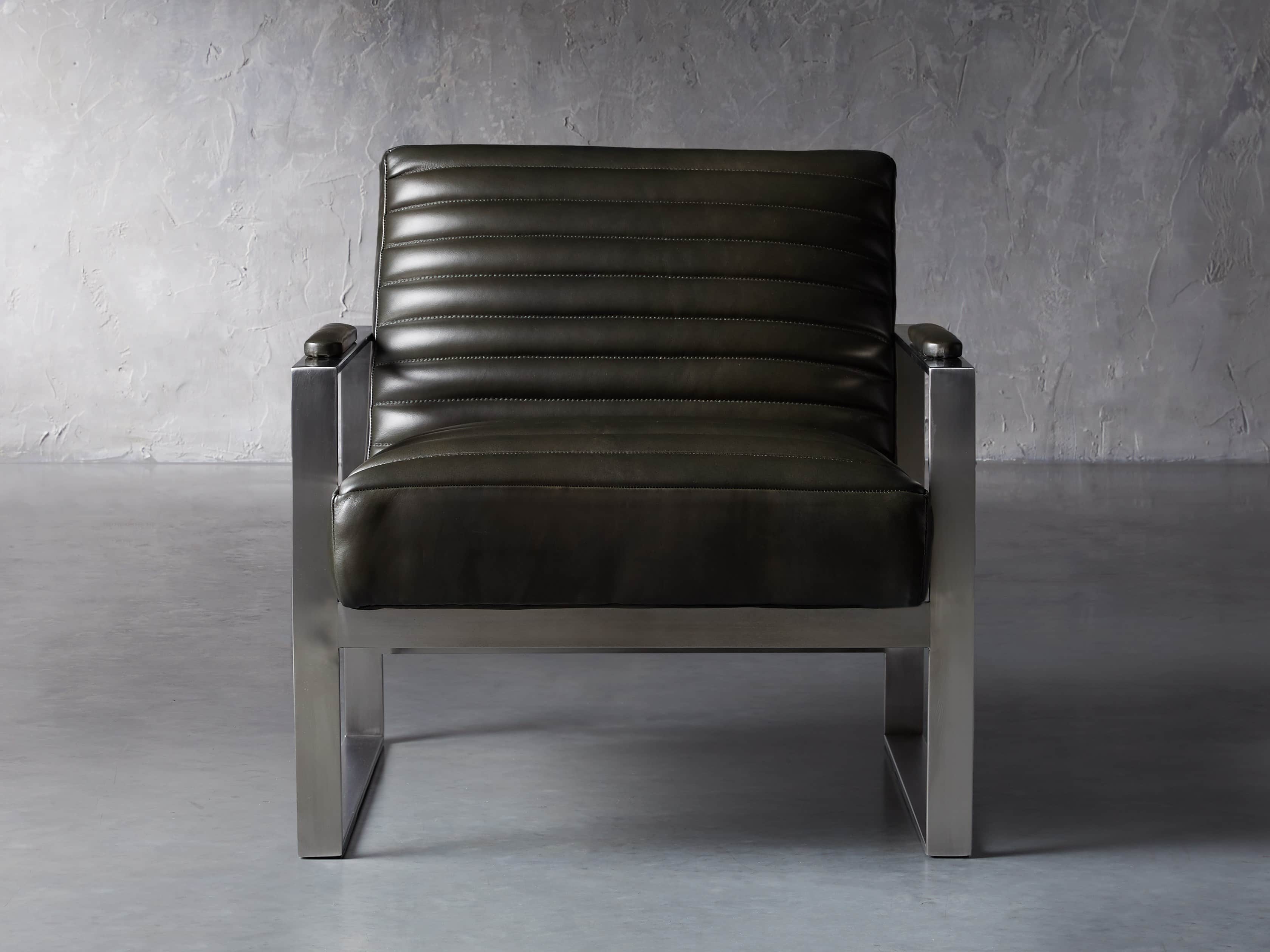 Reginald Matte Steel Leather 30" Chair