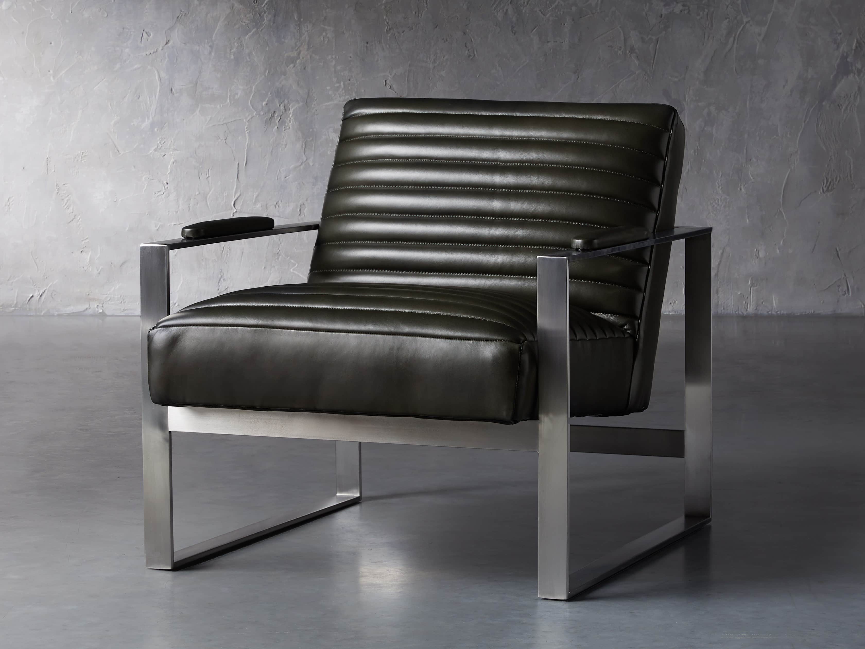Reginald Matte Steel Leather 30" Chair